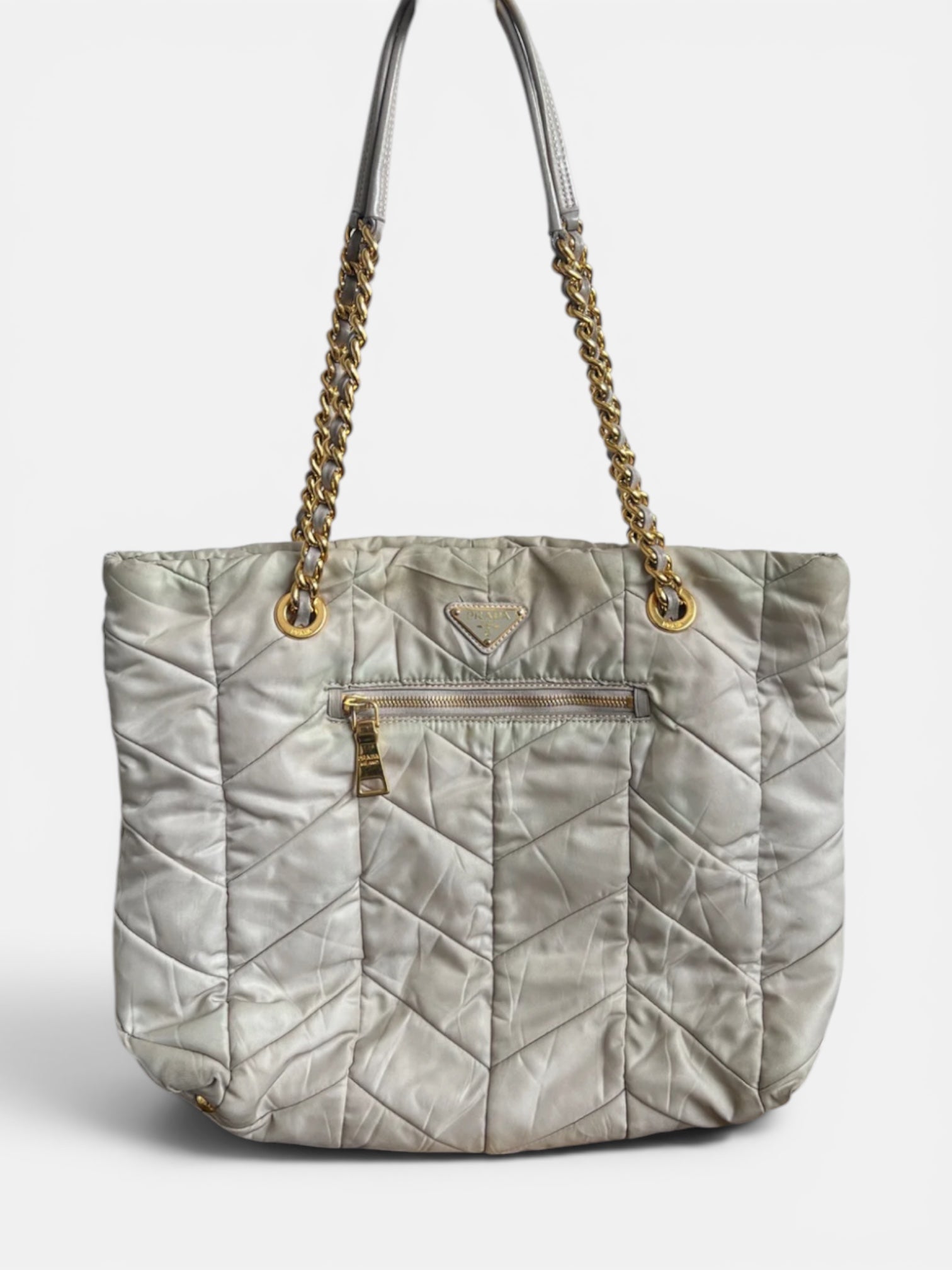 Prada Diagramme Quilted Nylon Chain Tote