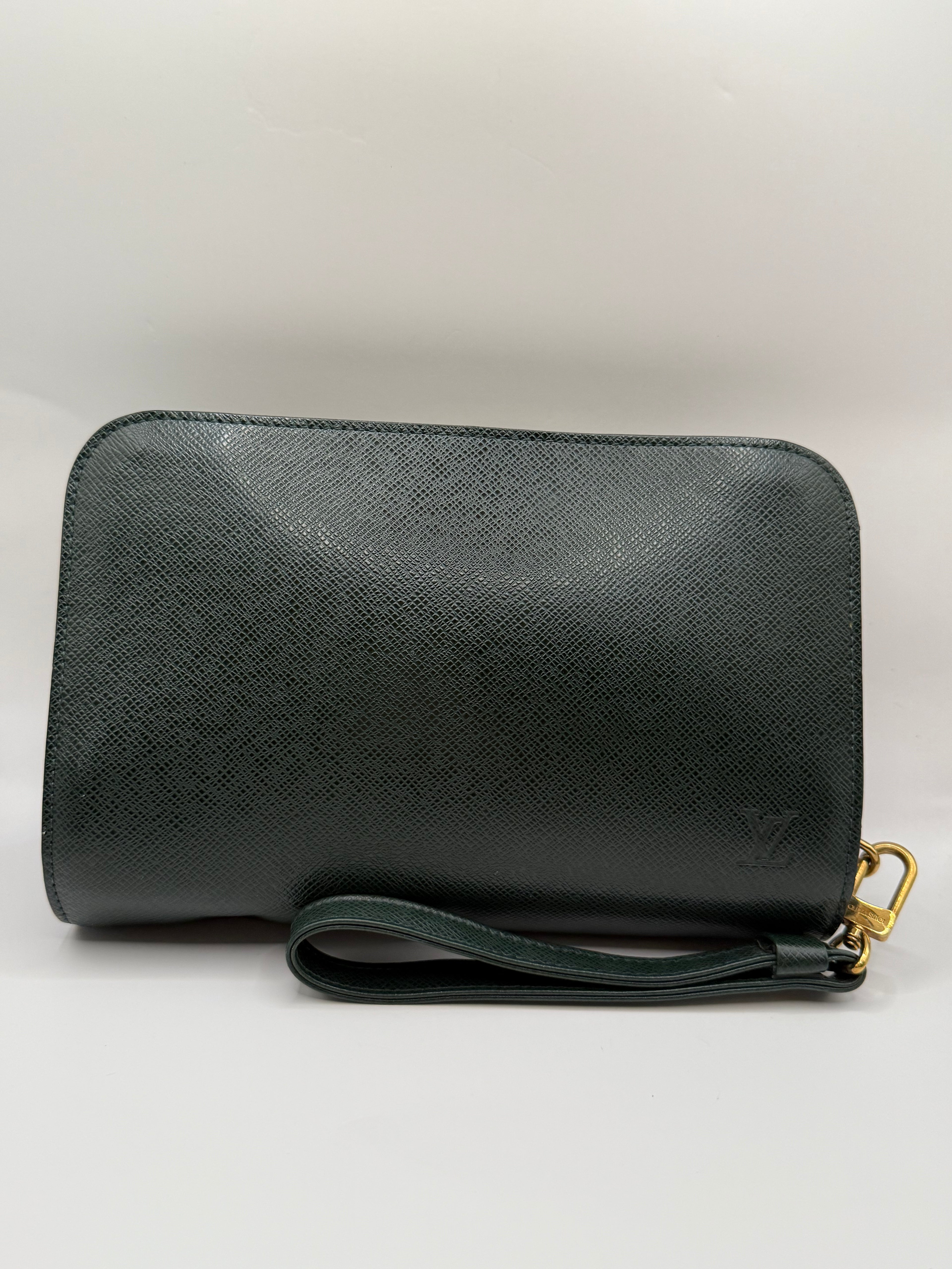 Louis Vuitton Taiga Green Baikal Clutch Wristlet