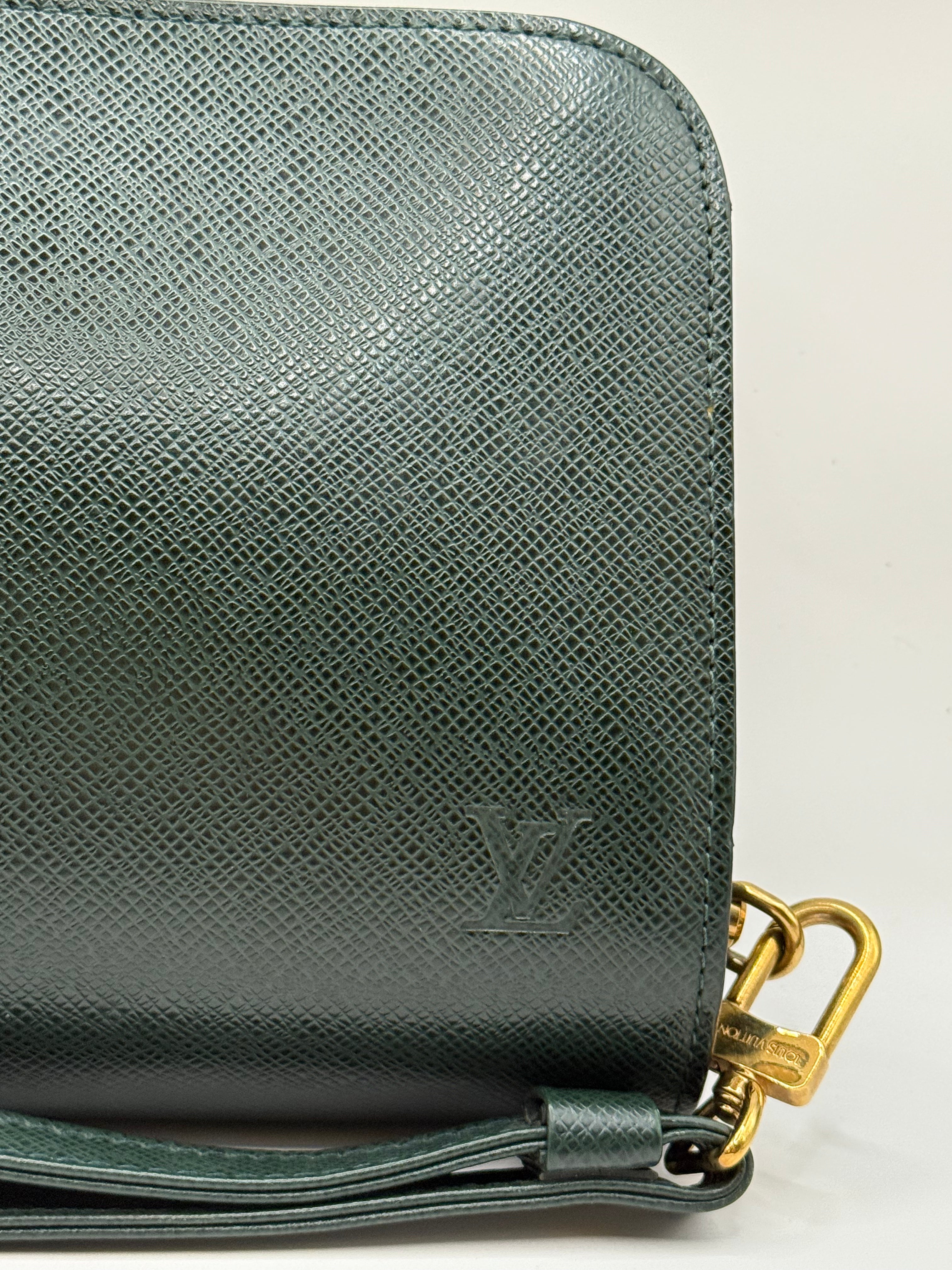 Louis Vuitton Taiga Green Baikal Clutch Wristlet