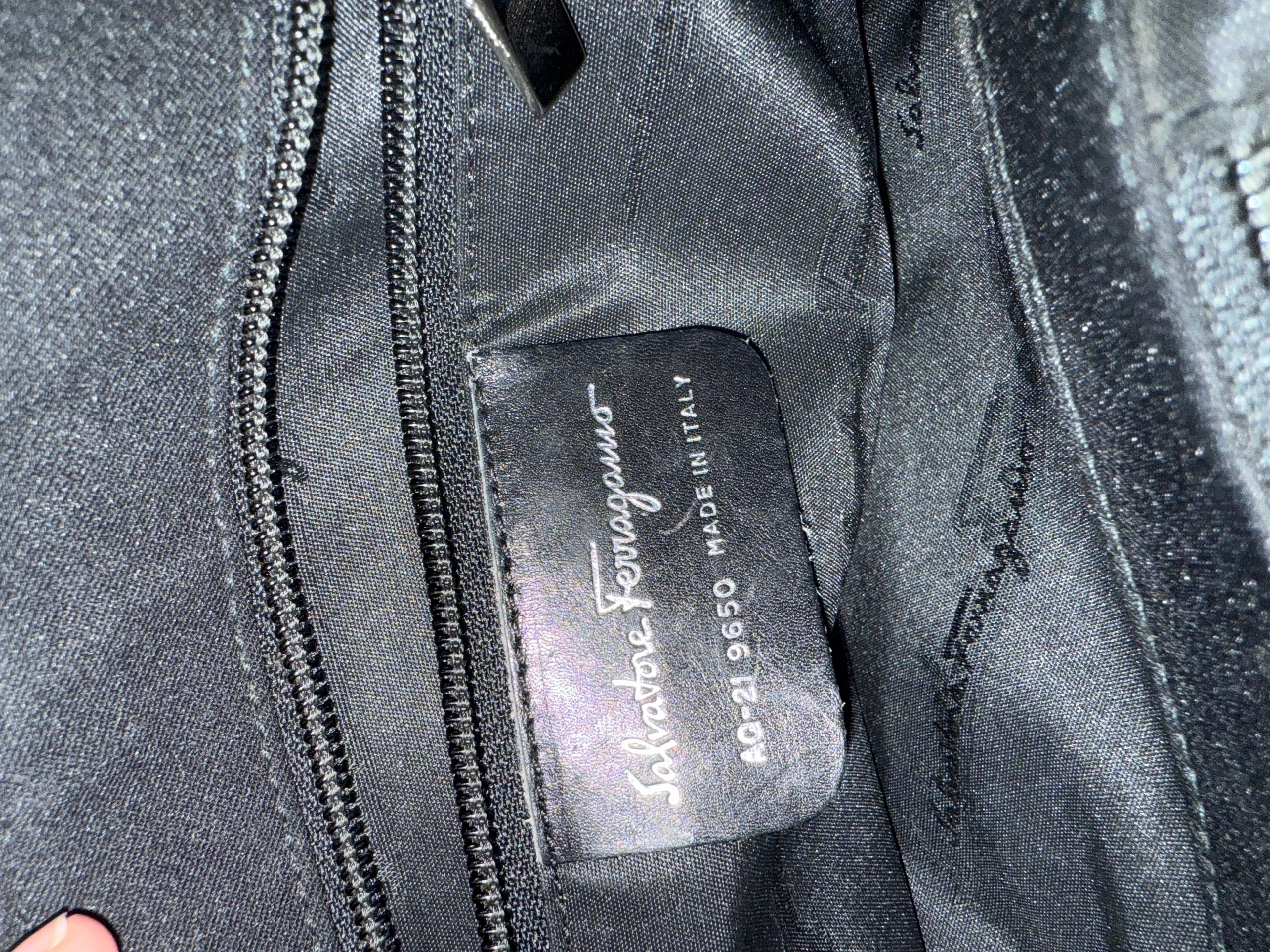 Ferragamo Black Nylon & Leather Top Handle Tote