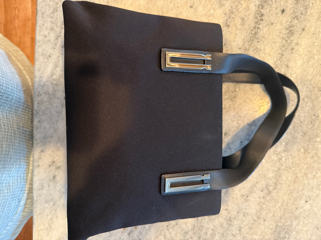 Ferragamo Black Nylon & Leather Top Handle Tote