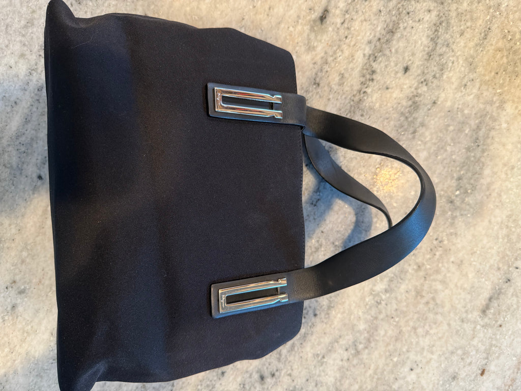 Ferragamo Black Nylon & Leather Top Handle Tote