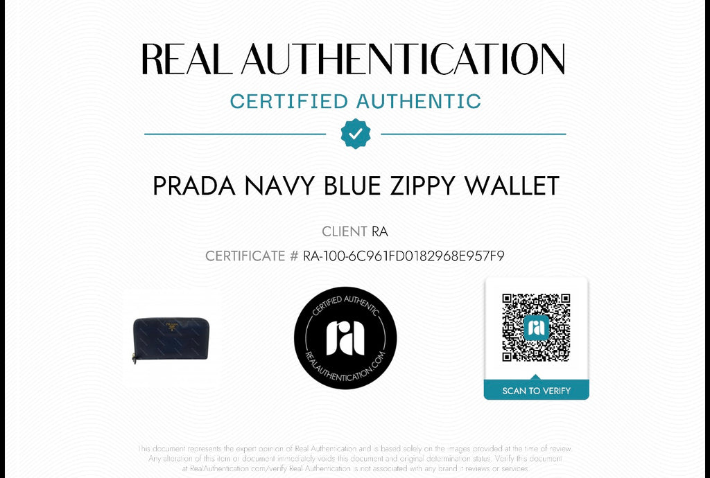 Prada Saffiano Leather Zip-Around Wallet – Navy Blue