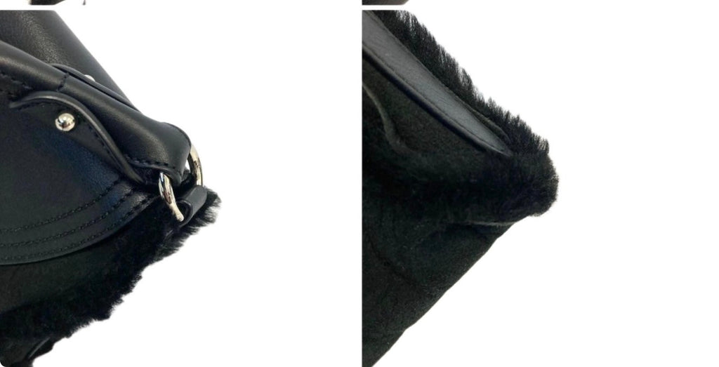 Salvatore Ferragamo Black Shearling & Leather Gancini Mini Shoulder Bag