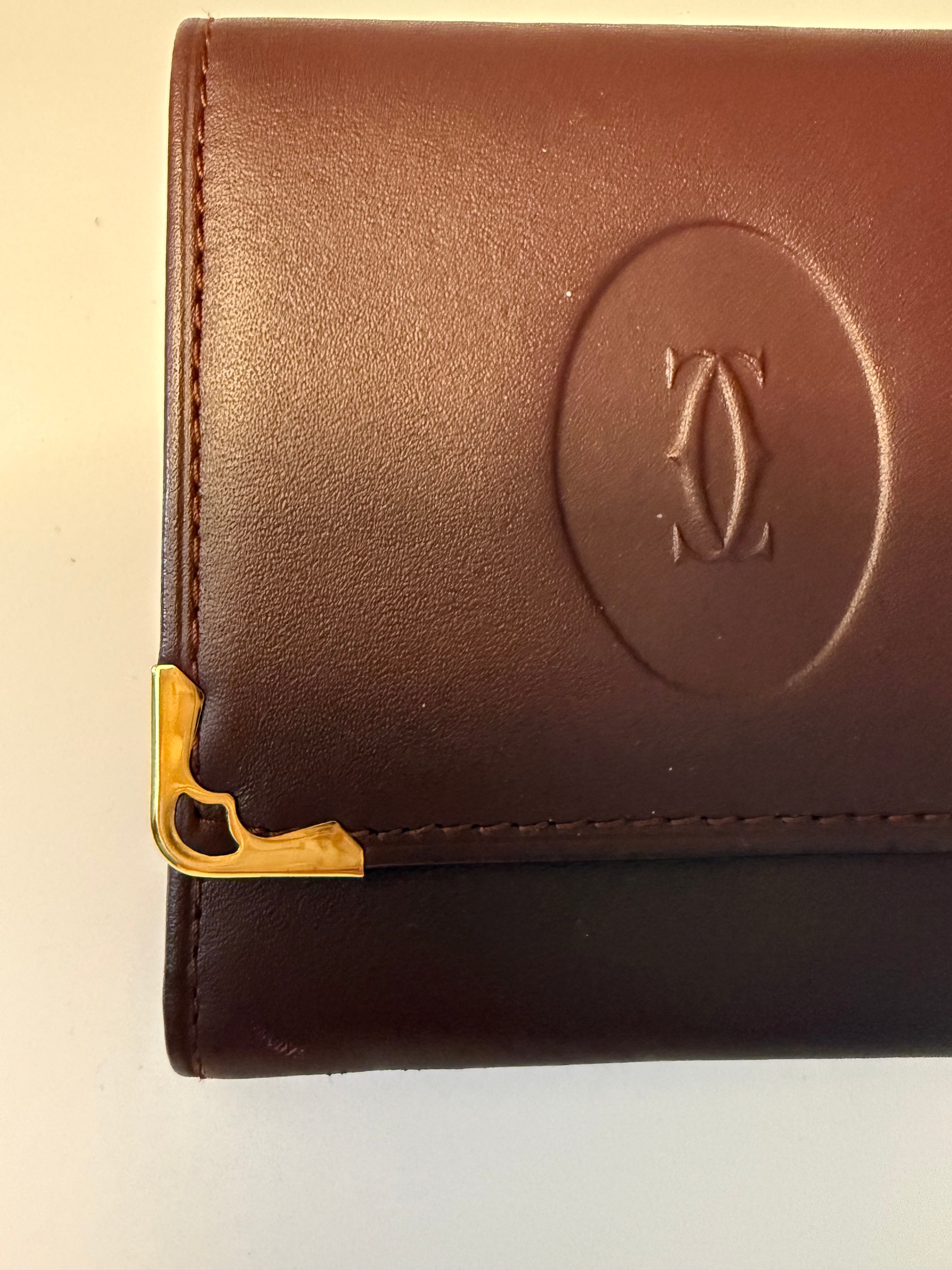 Must de Cartier Vintage Bordeaux Leather Coin Case