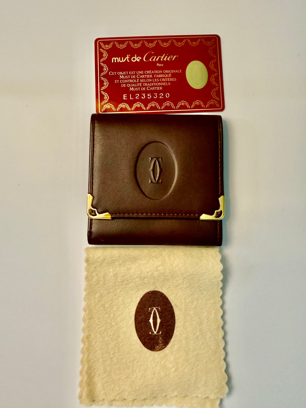 Must de Cartier Vintage Bordeaux Leather Coin Case