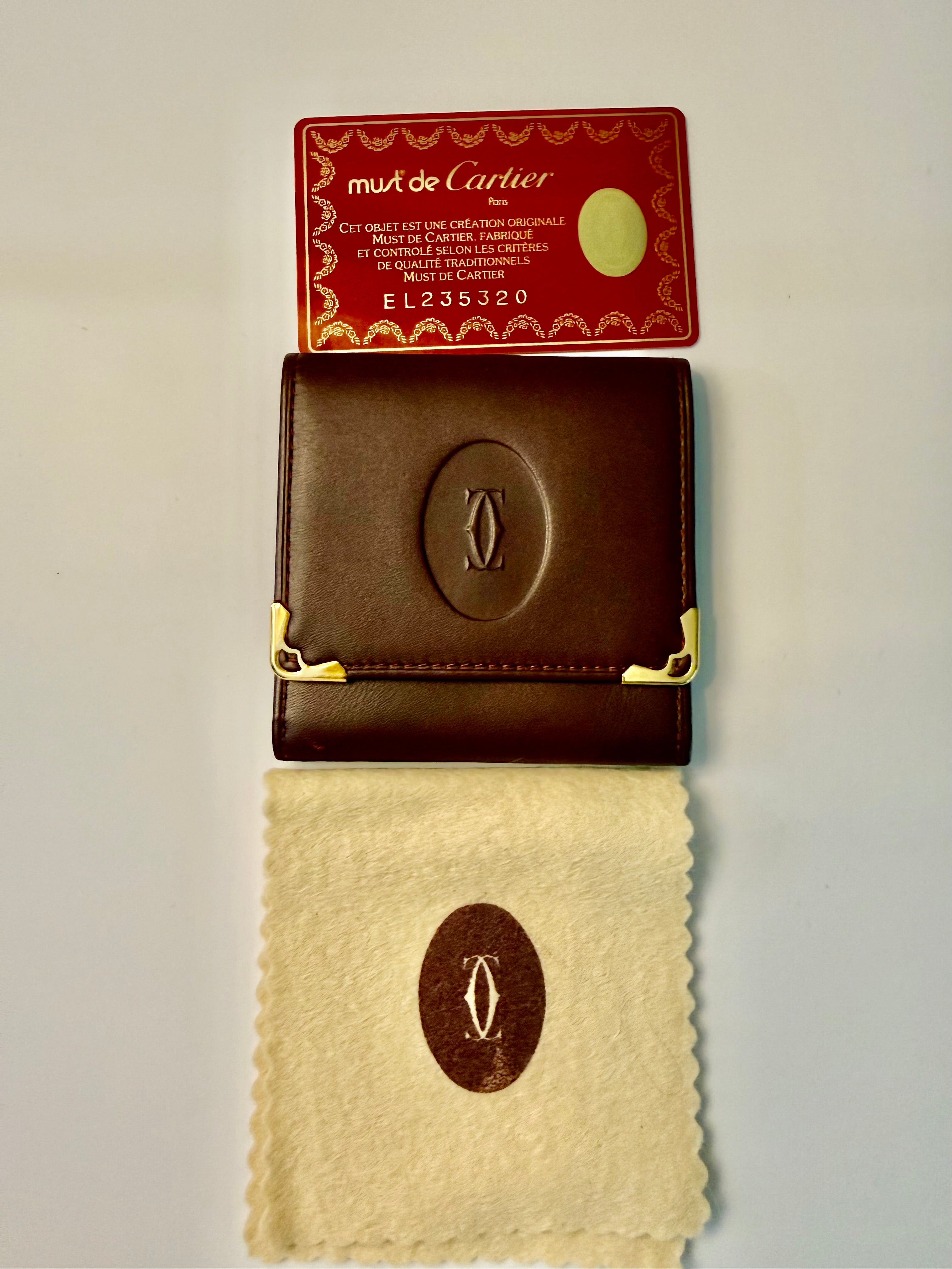 Must de Cartier Vintage Bordeaux Leather Coin Case