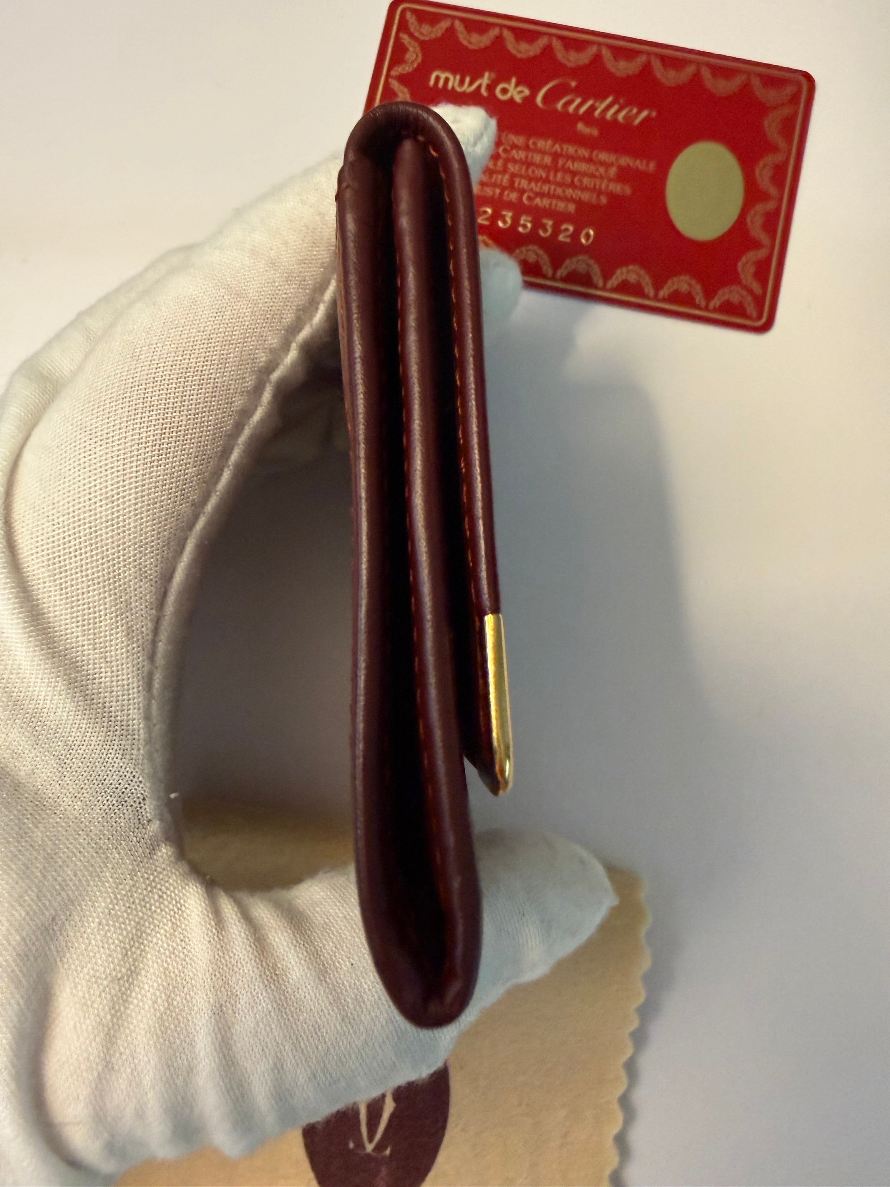 Must de Cartier Vintage Bordeaux Leather Coin Case