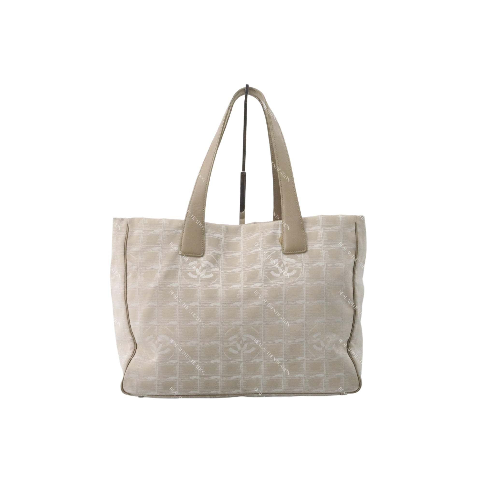 Chanel Travel Line Tote Bag – Beige Nylon Jacquard with Leather Trim