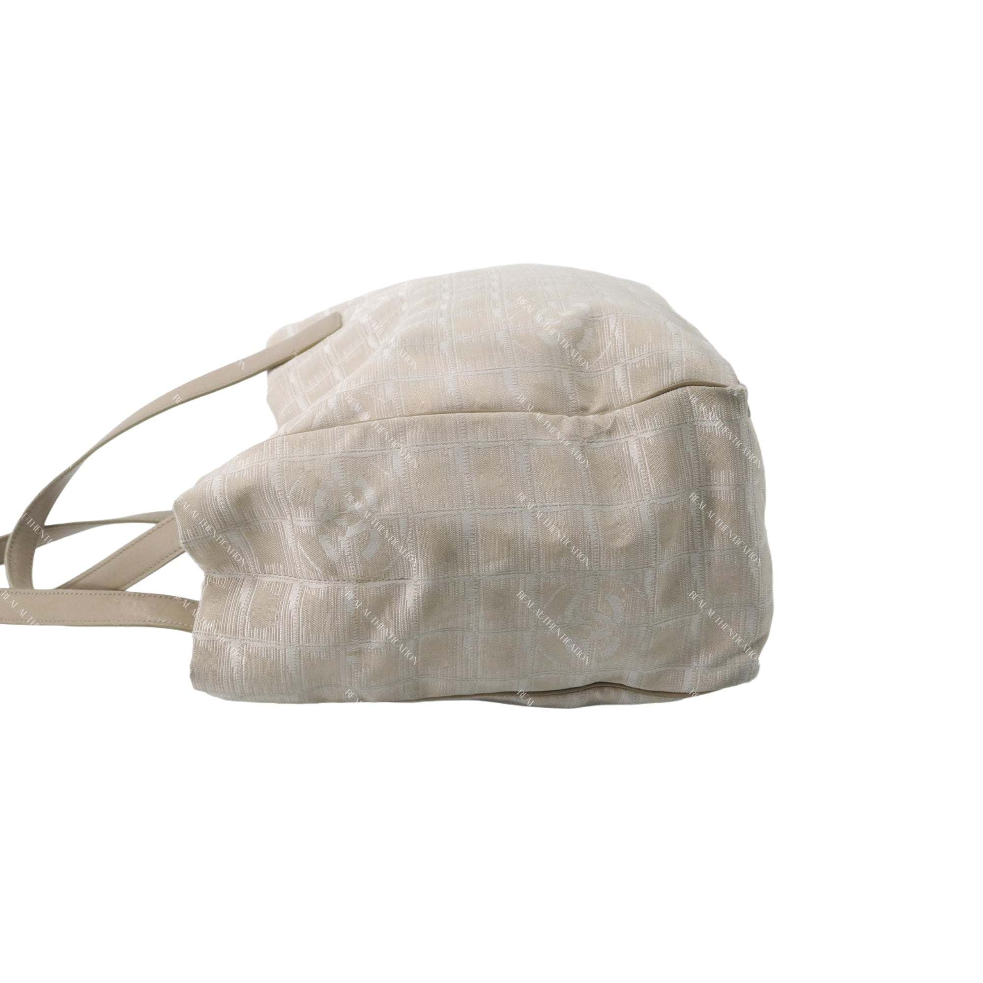 Chanel Travel Line Tote Bag – Beige Nylon Jacquard with Leather Trim