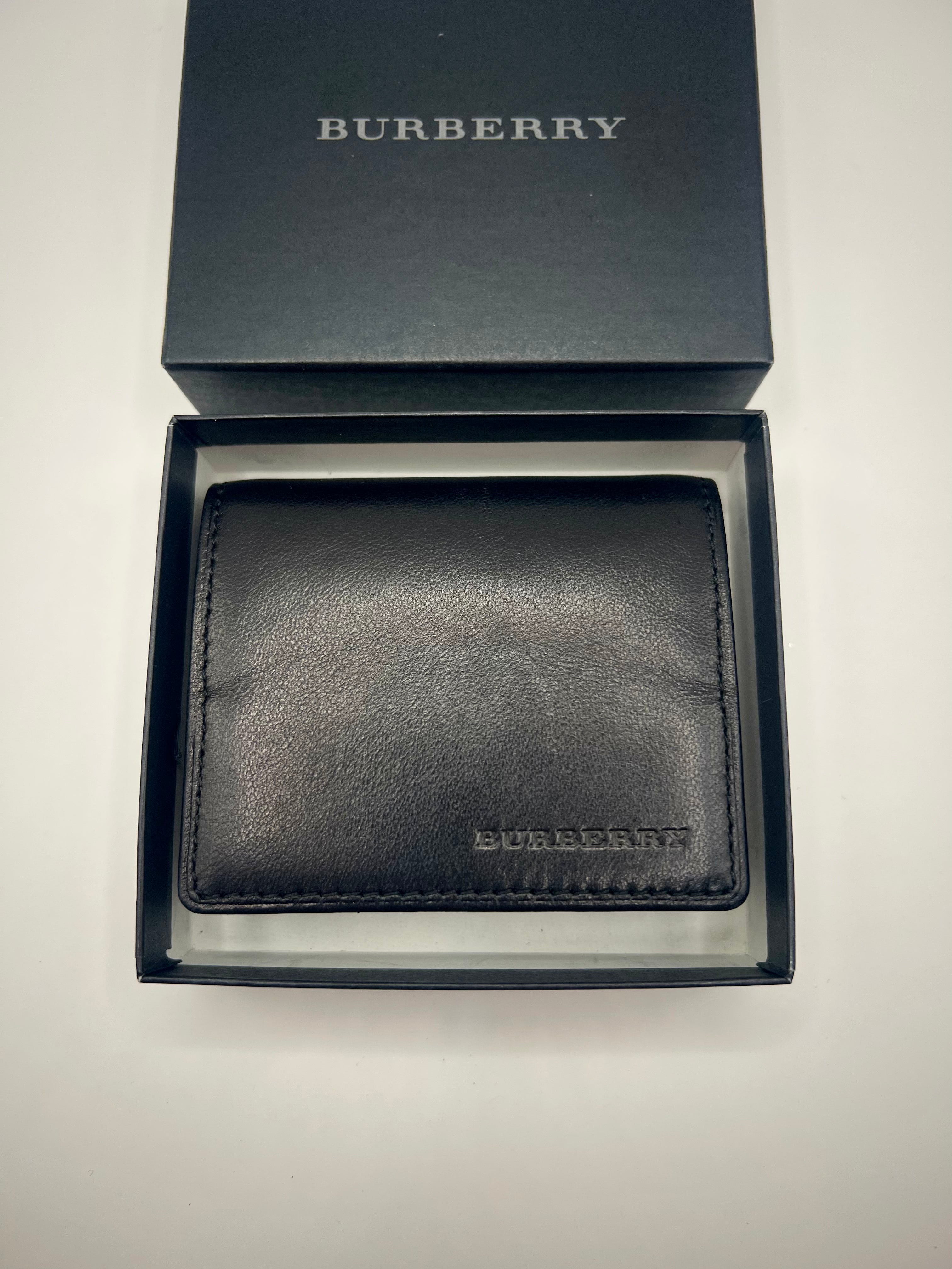 Burberry Black Leather Coin Purse with Box