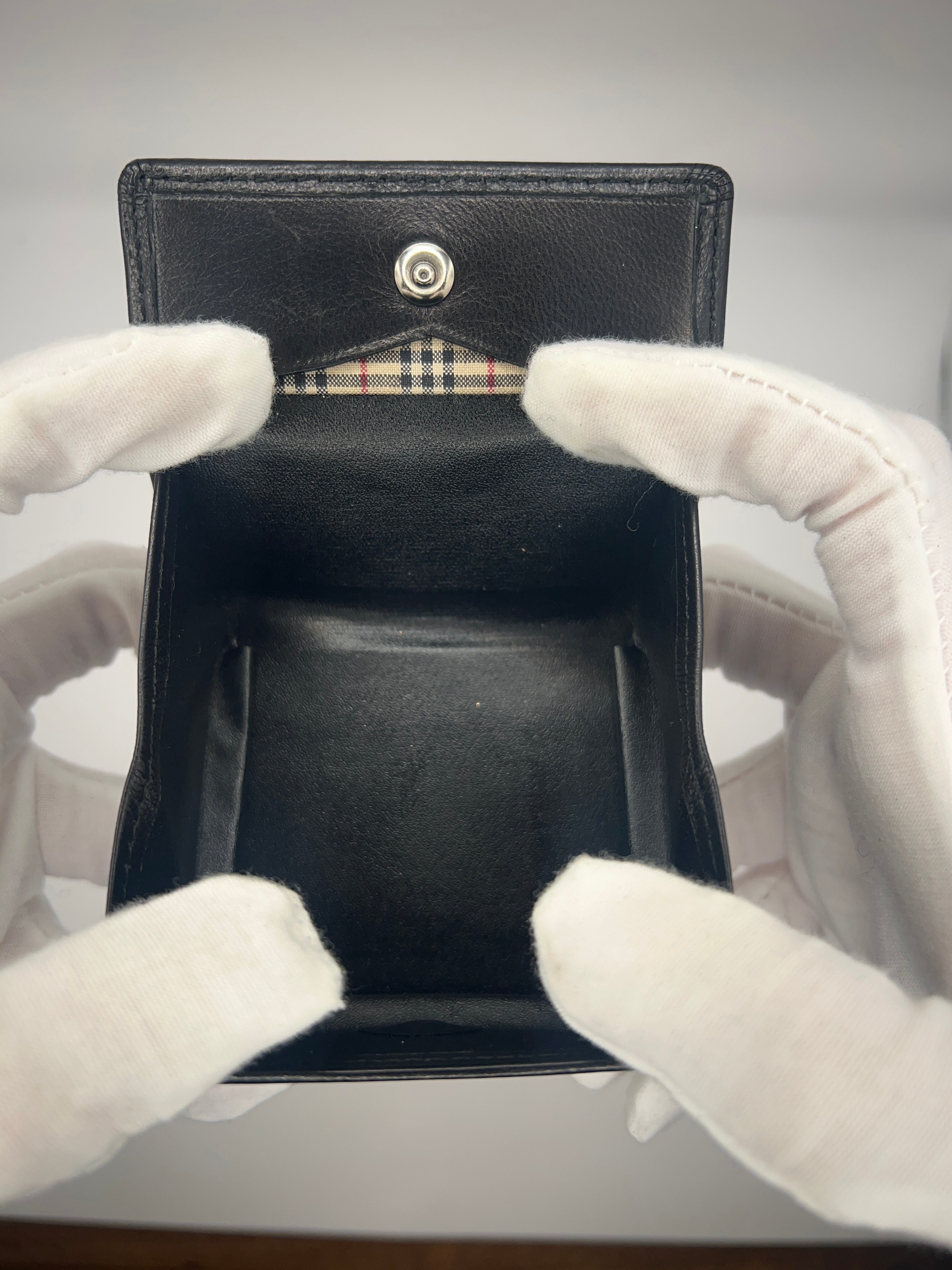 Burberry Black Leather Coin Purse with Box