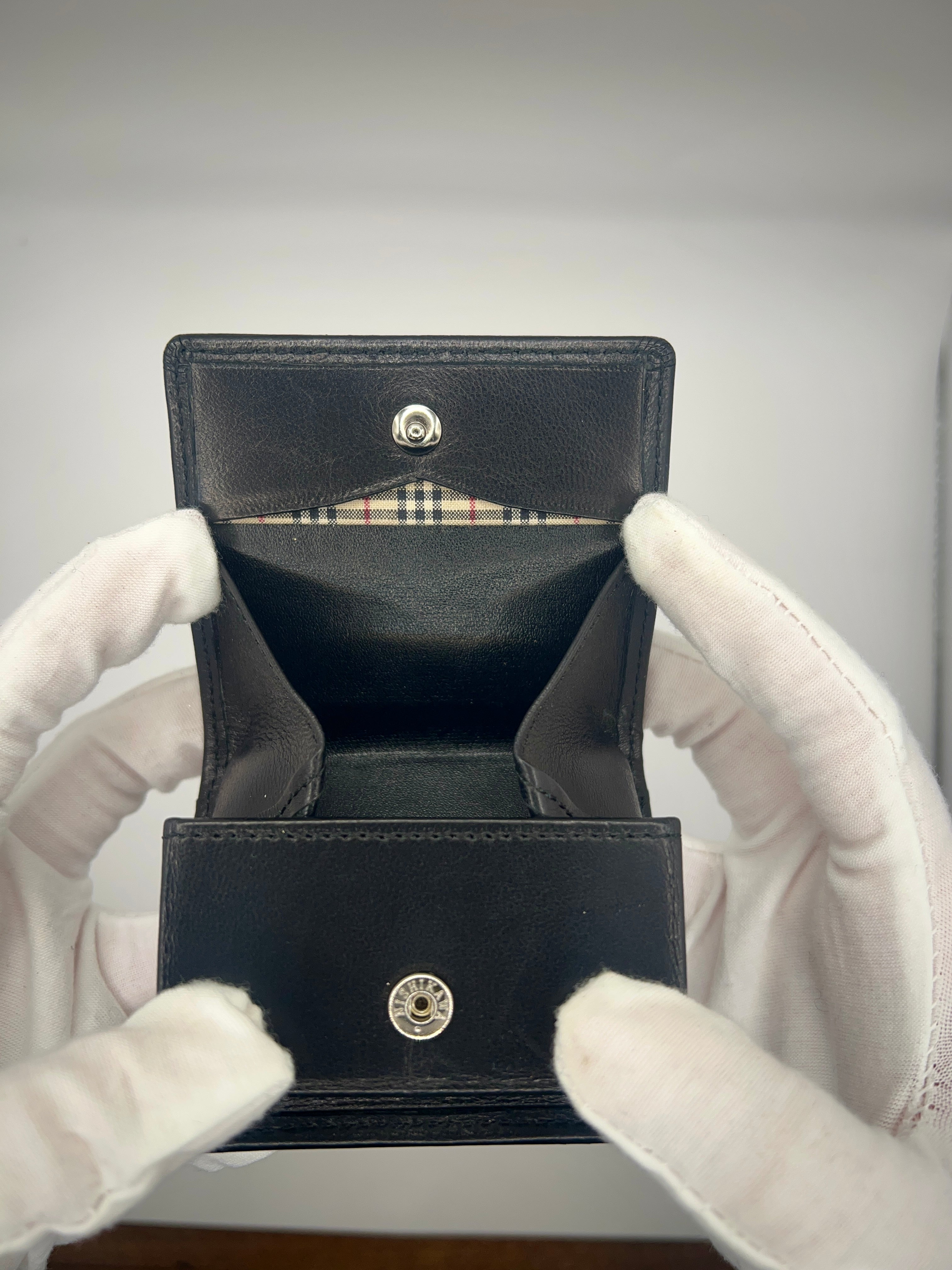 Burberry Black Leather Coin Purse with Box