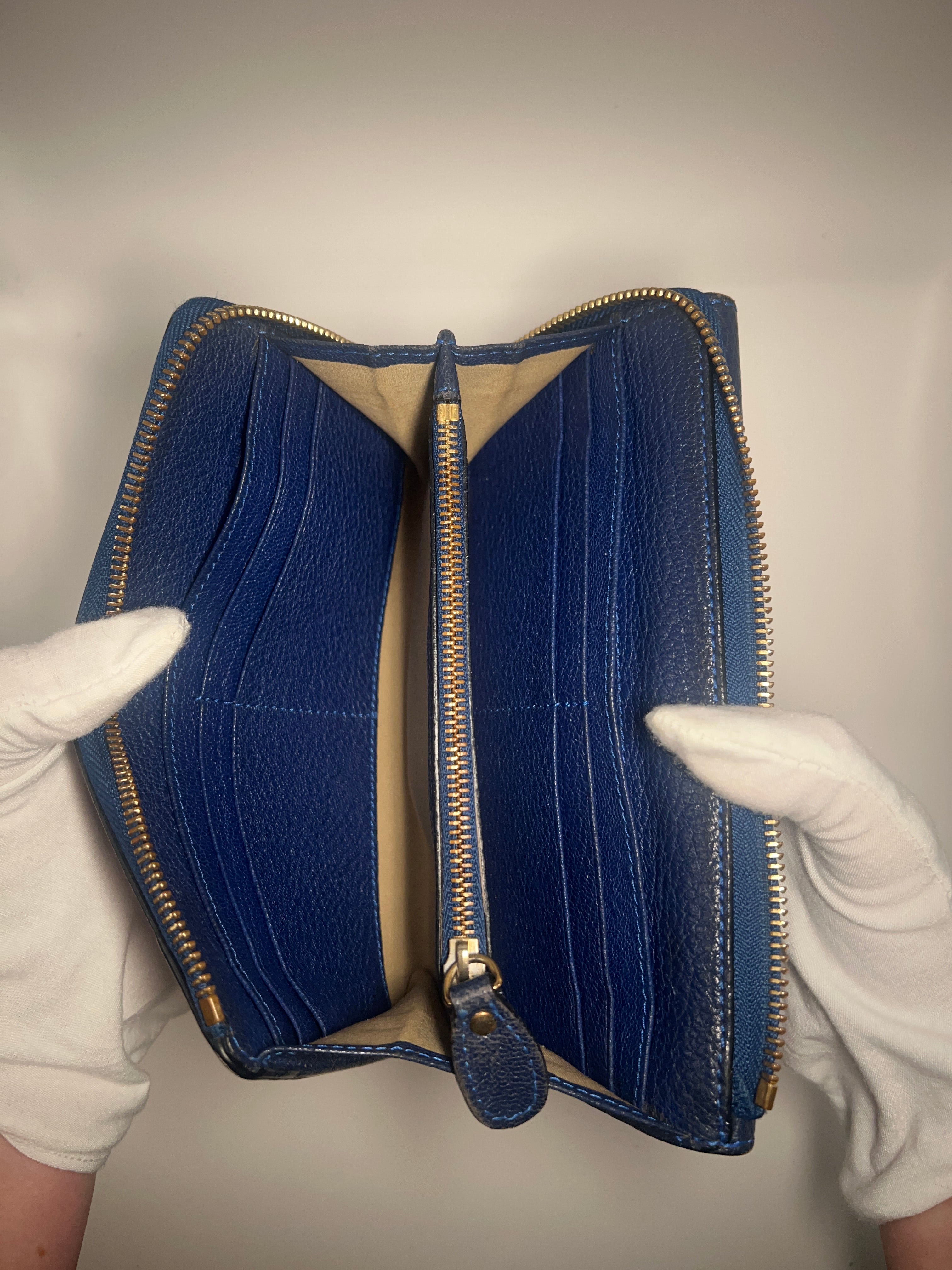 Chloé Navy Blue Pebbled Leather Continental Wallet