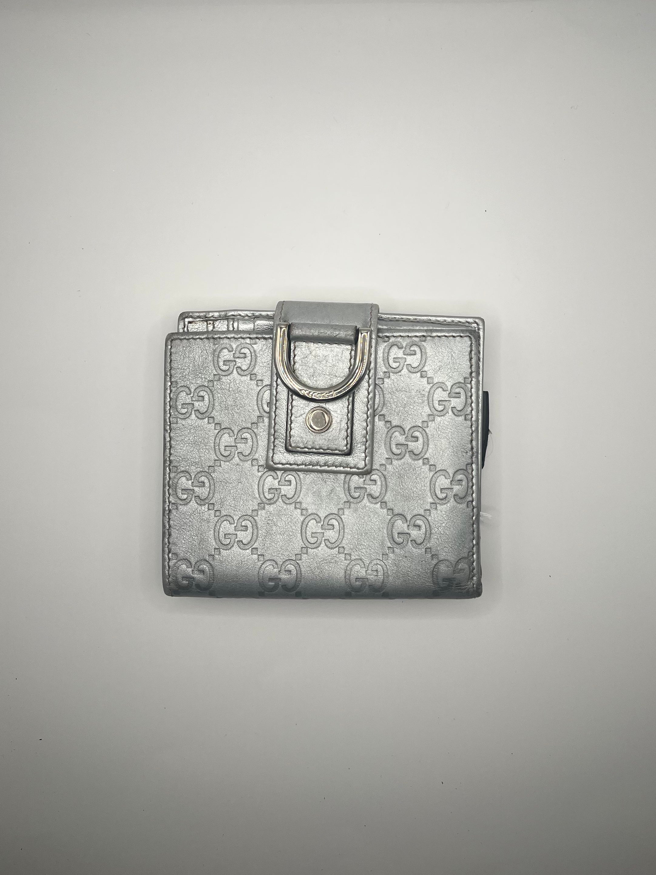 Gucci Silver D-Ring GG Leather Wallet
