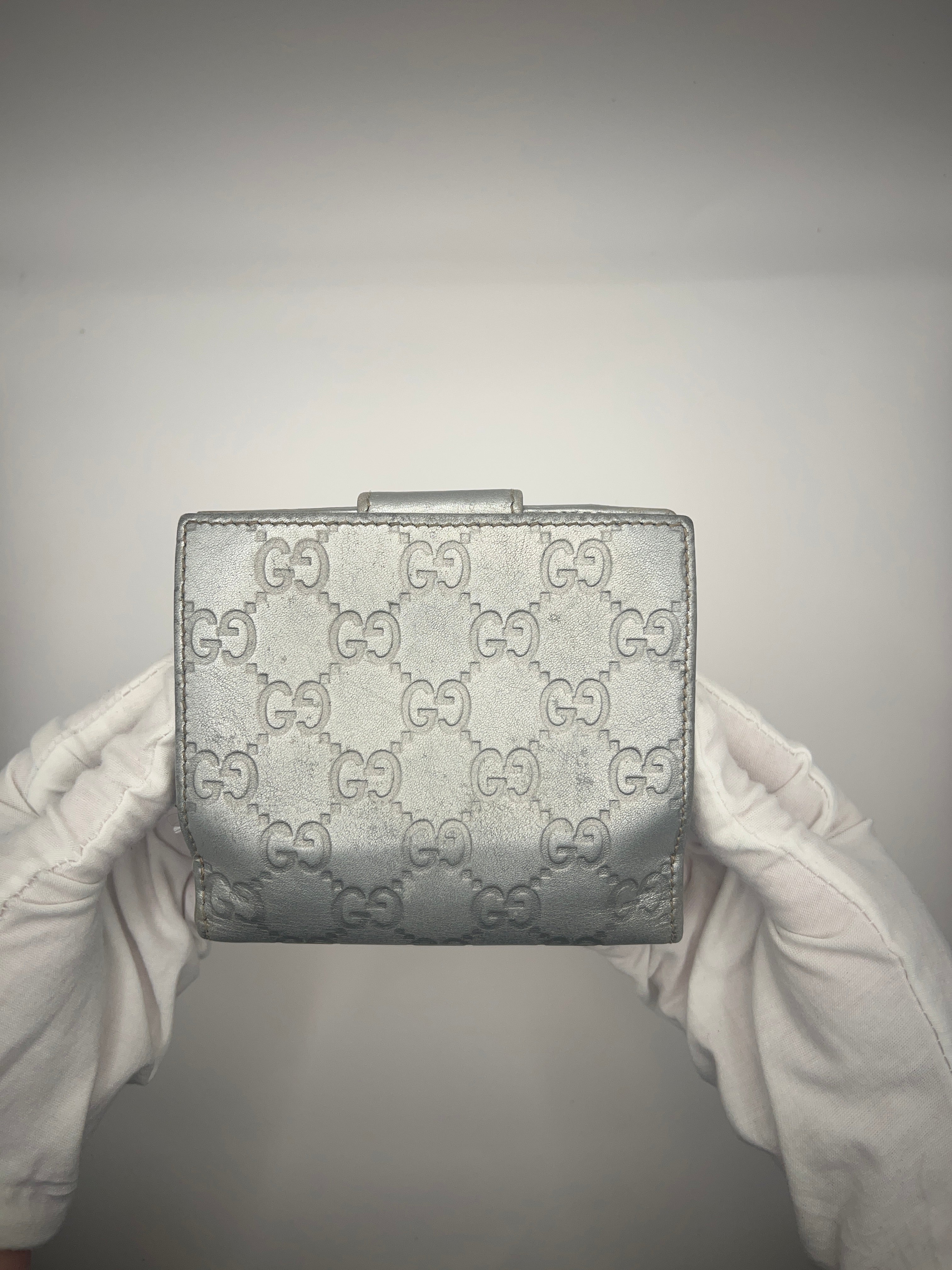 Gucci Silver D-Ring GG Leather Wallet