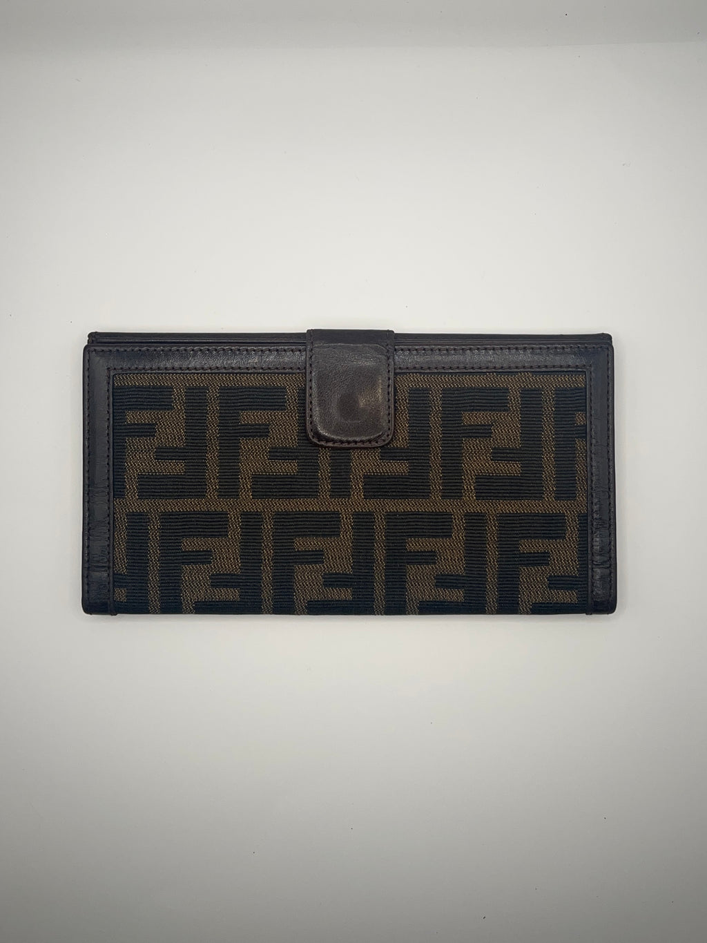 Fendi Zucca Monogram Continental Wallet – Brown Canvas & Leather Trim