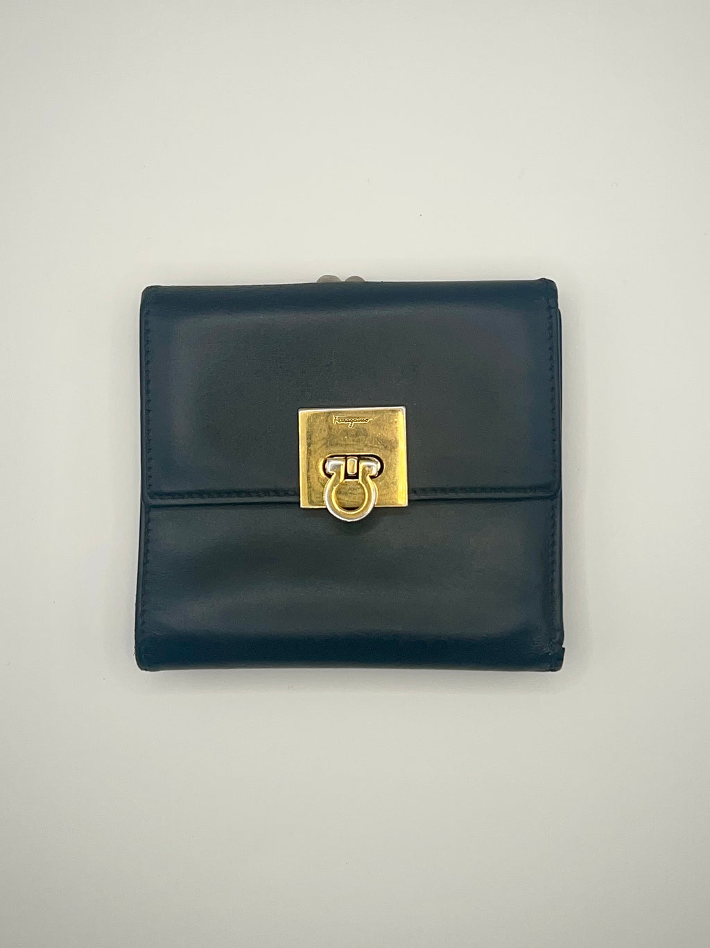 Salvatore Ferragamo Black Leather Gancini Wallet