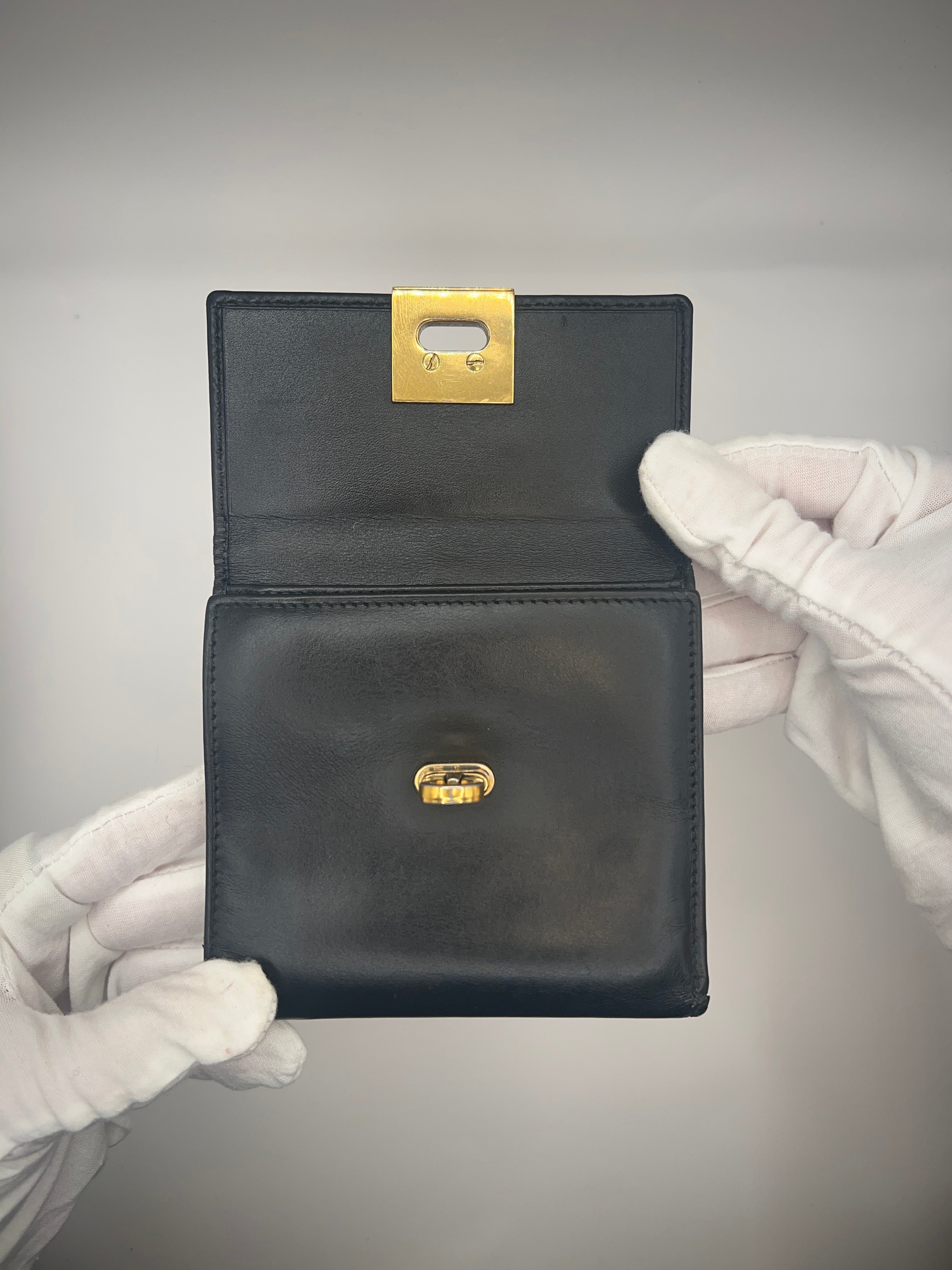 Salvatore Ferragamo Black Leather Gancini Wallet