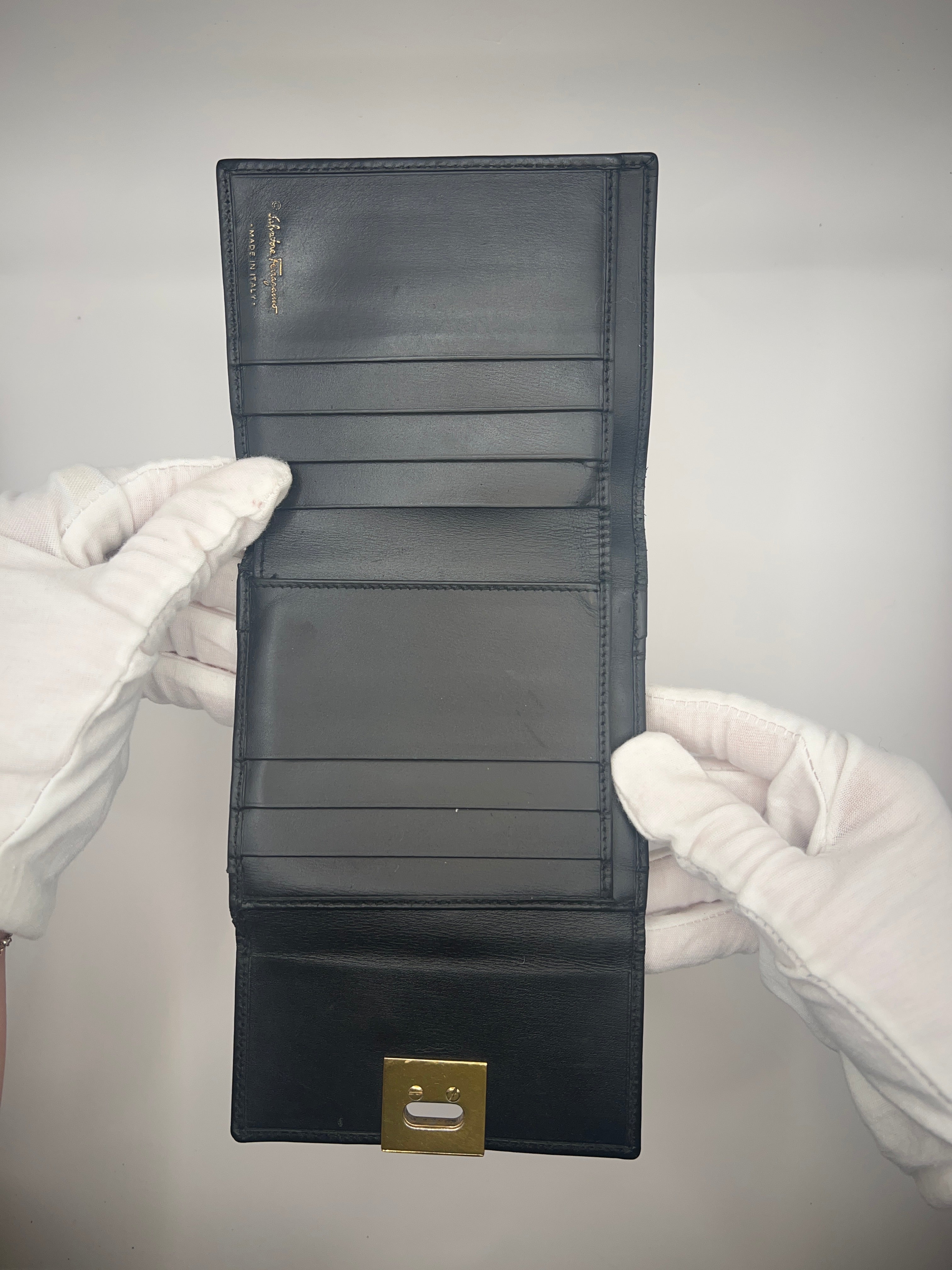 Salvatore Ferragamo Black Leather Gancini Wallet