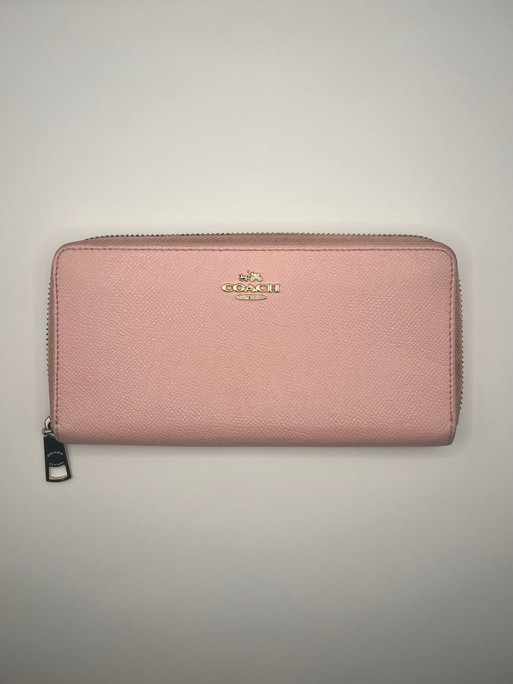 Coach Pink Pebbled Leather Zip Around Wallet