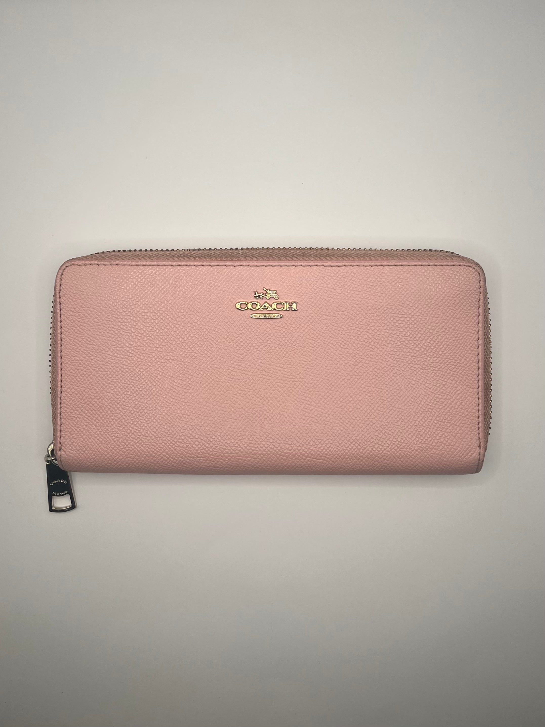 Coach Pink Pebbled Leather Zip Around Wallet