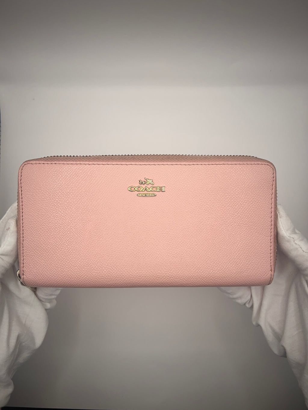 Coach Pink Pebbled Leather Zip Around Wallet