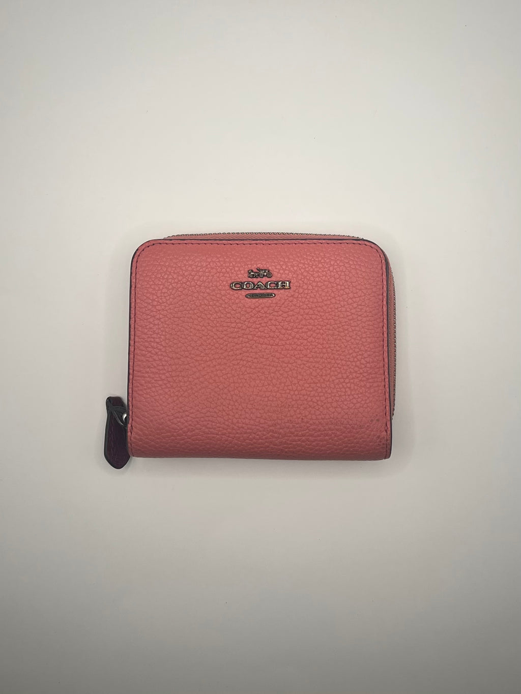 Coach Small Zip Around Pink Pebbled Leather Wallet