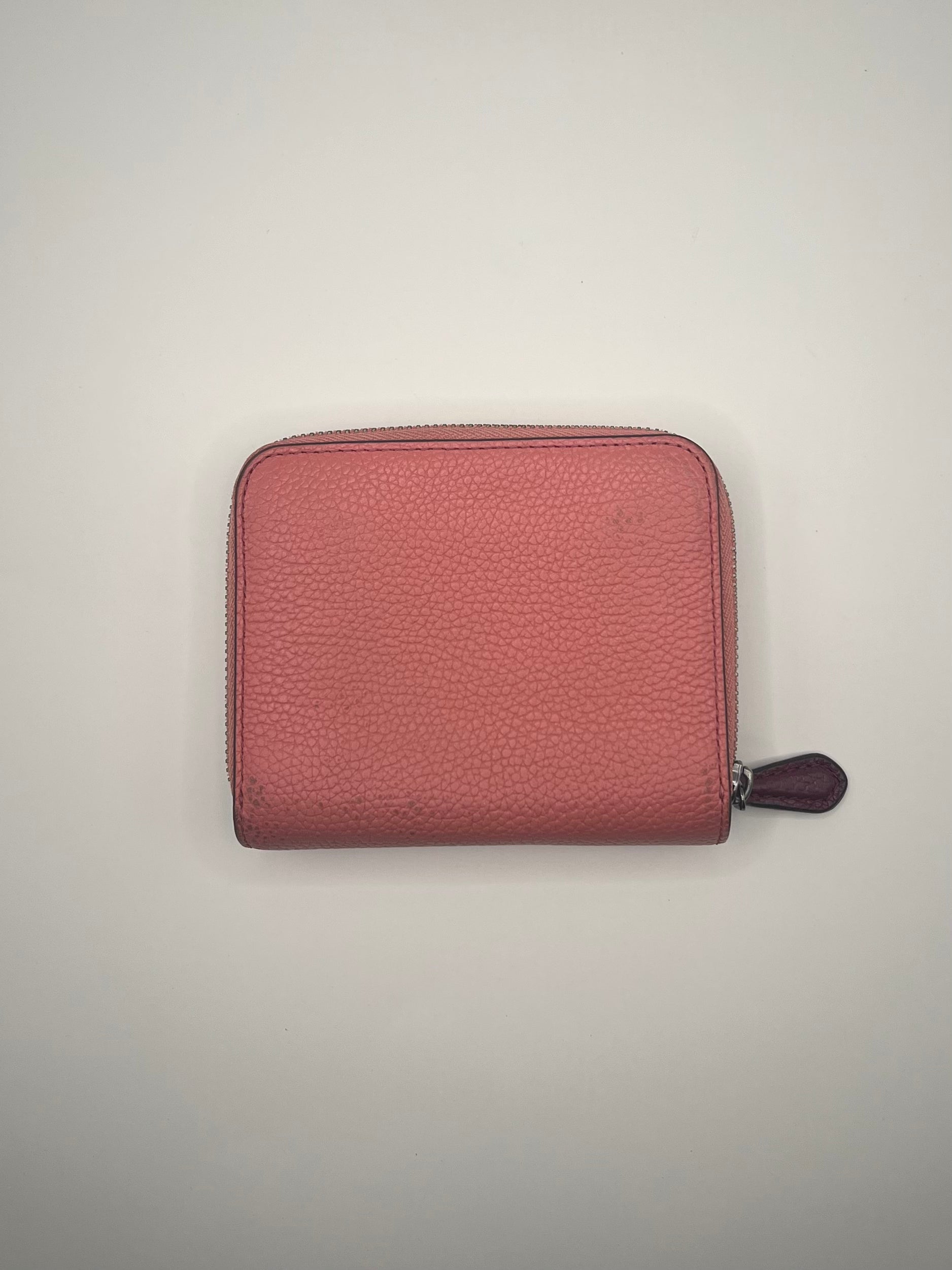 Coach Small Zip Around Pink Pebbled Leather Wallet