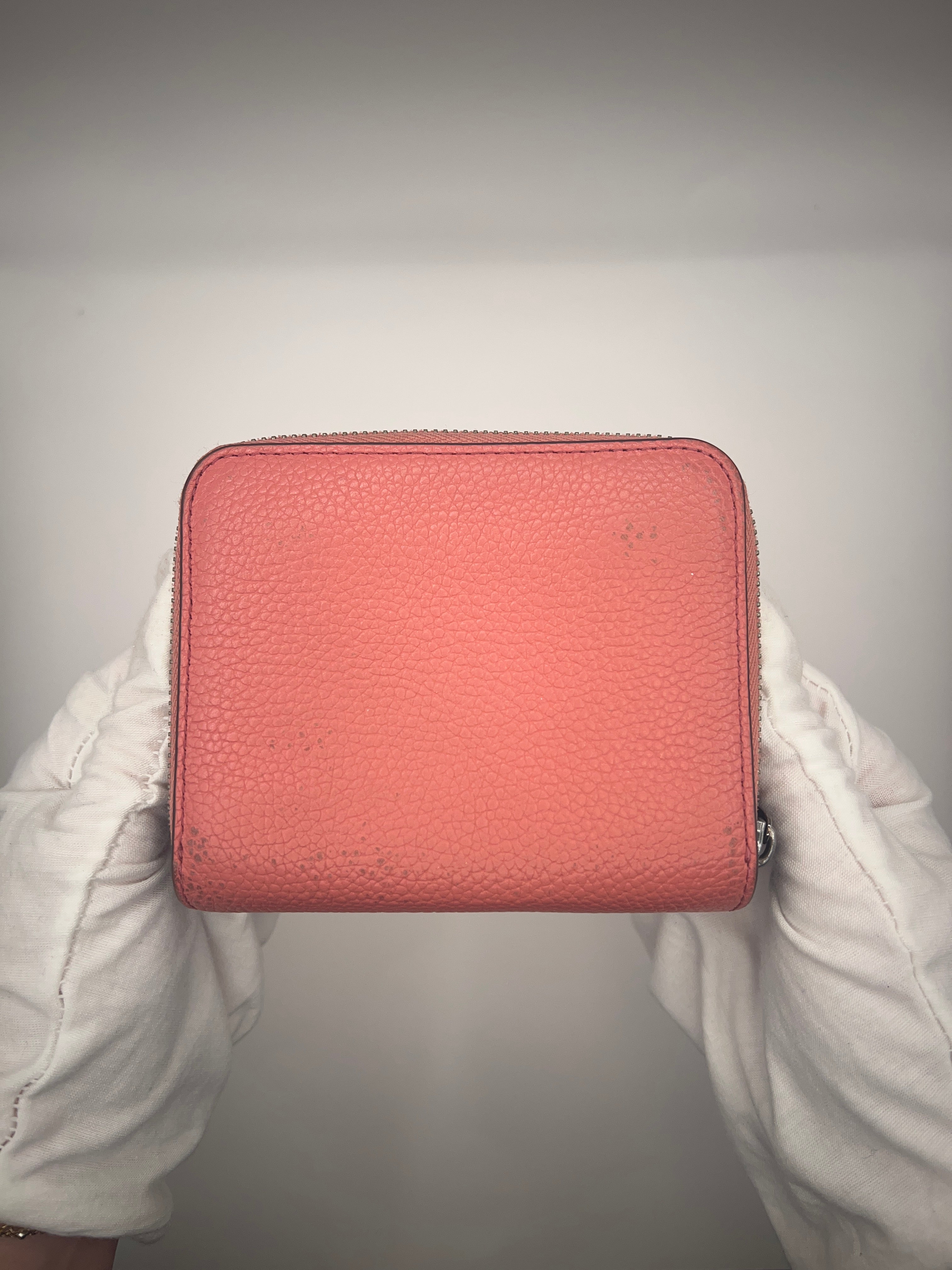 Coach Small Zip Around Pink Pebbled Leather Wallet