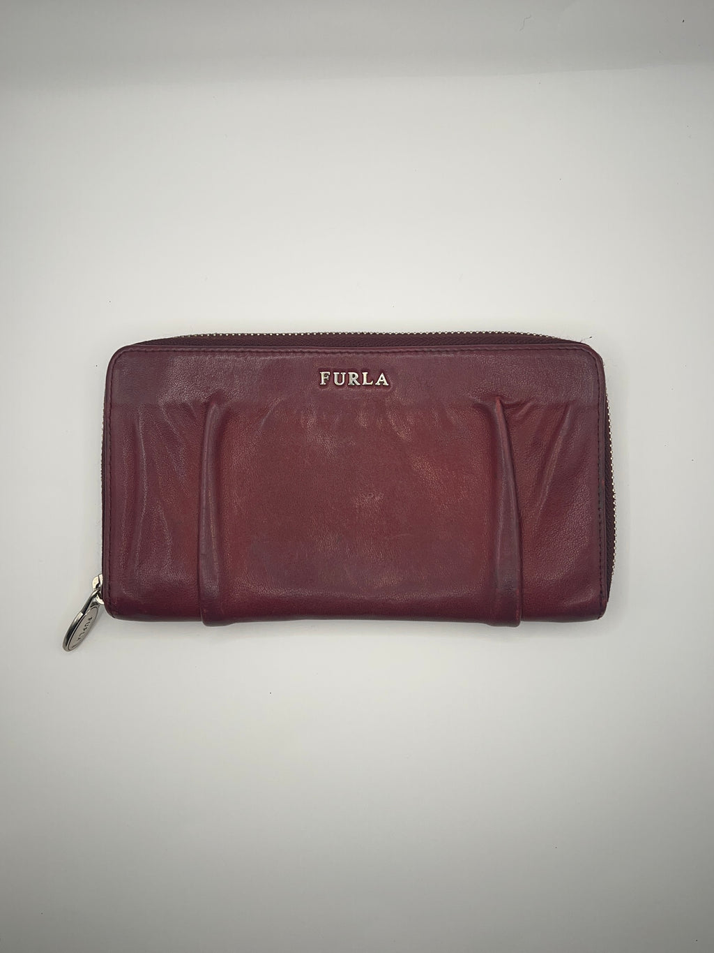 Furla Deep Red Leather Continental Zip Wallet