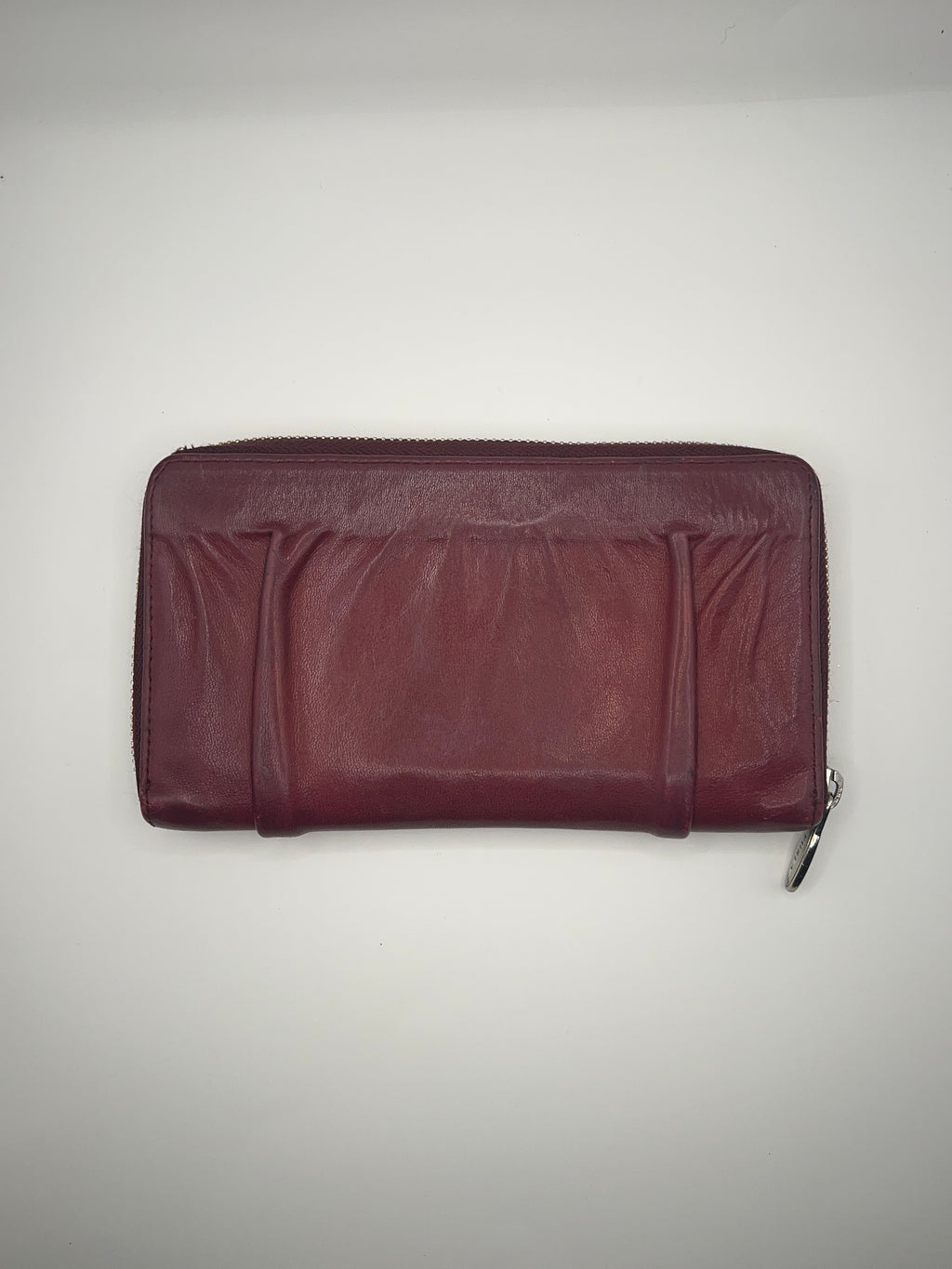 Furla Deep Red Leather Continental Zip Wallet