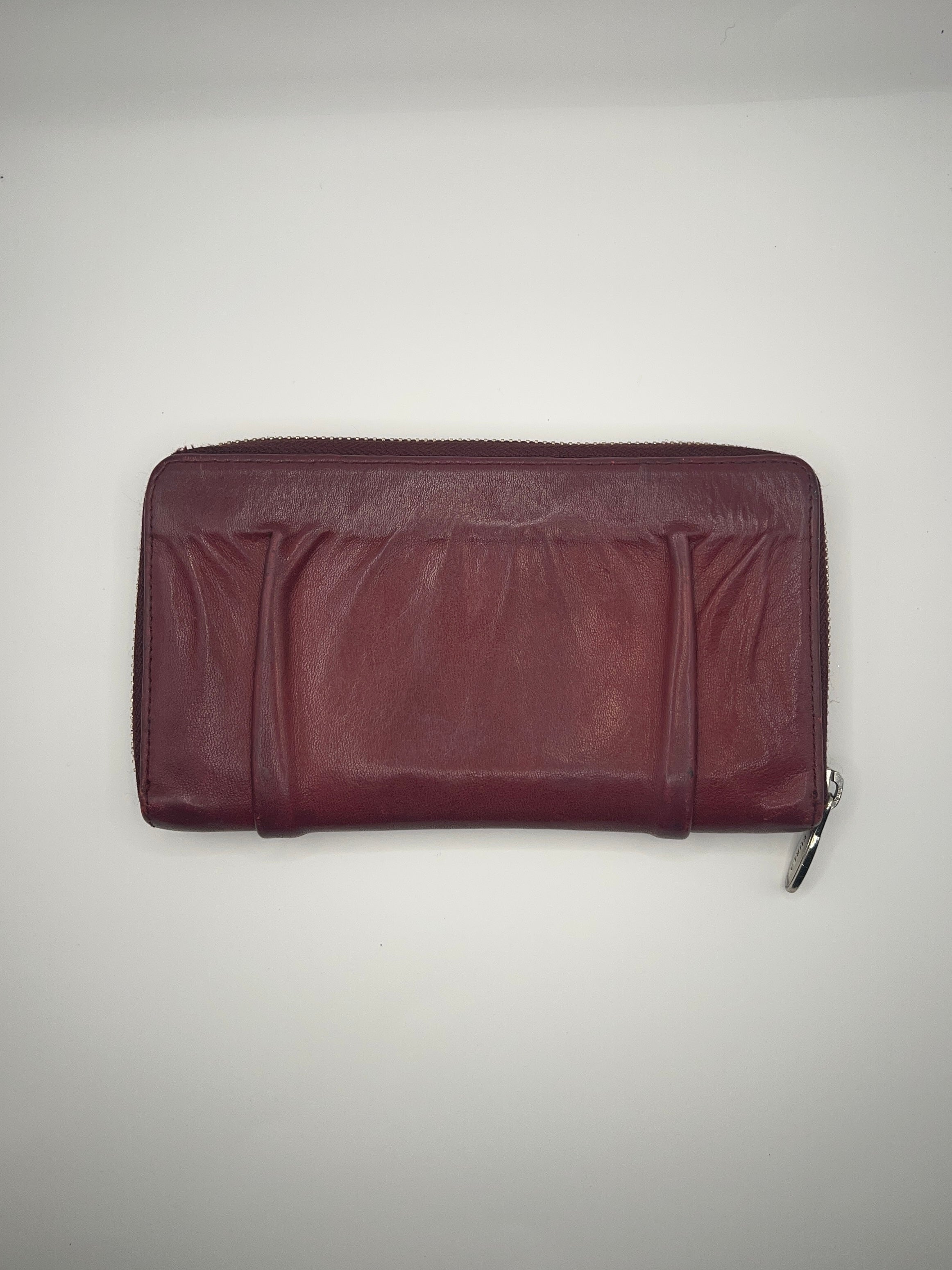 Furla Deep Red Leather Continental Zip Wallet