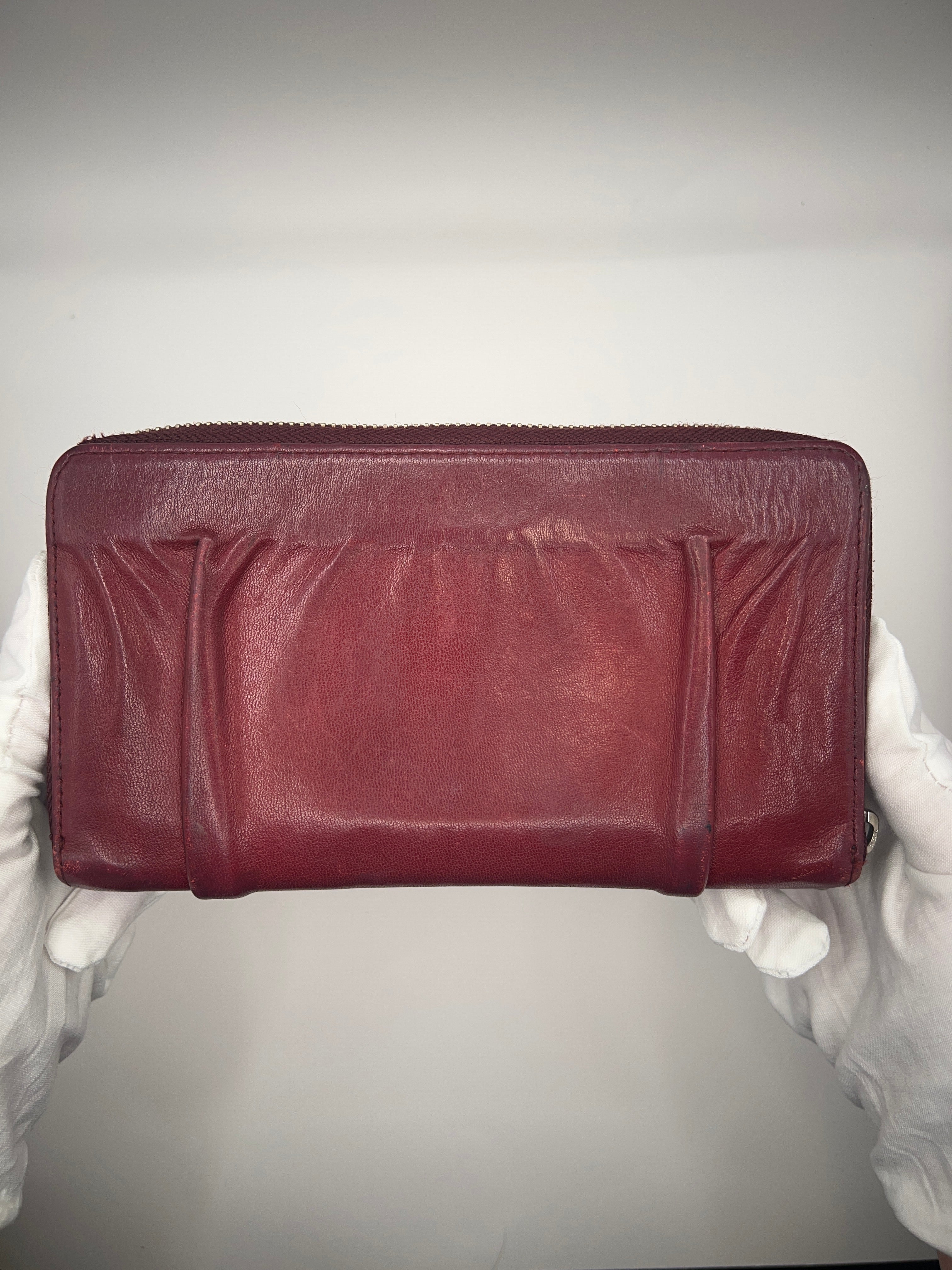 Furla Deep Red Leather Continental Zip Wallet