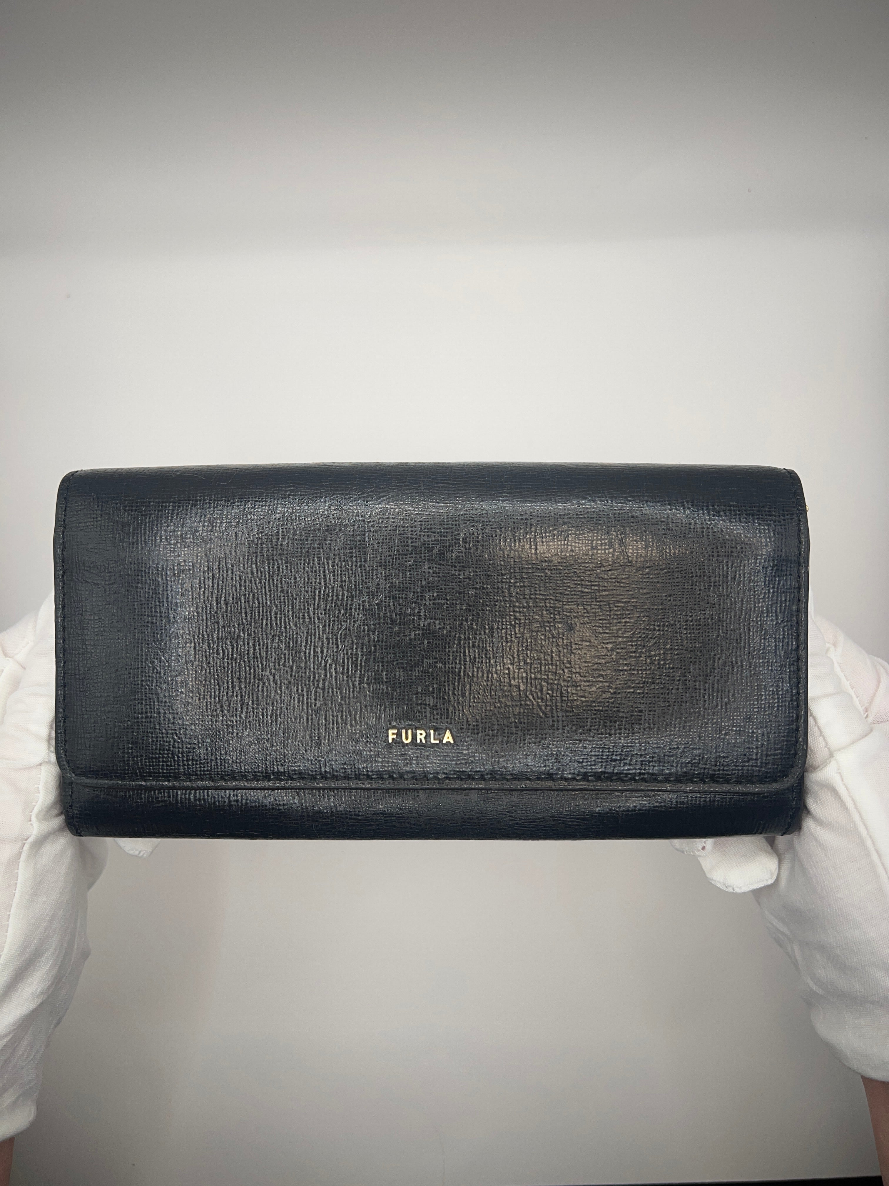 Furla Black Saffiano Leather Continental Wallet