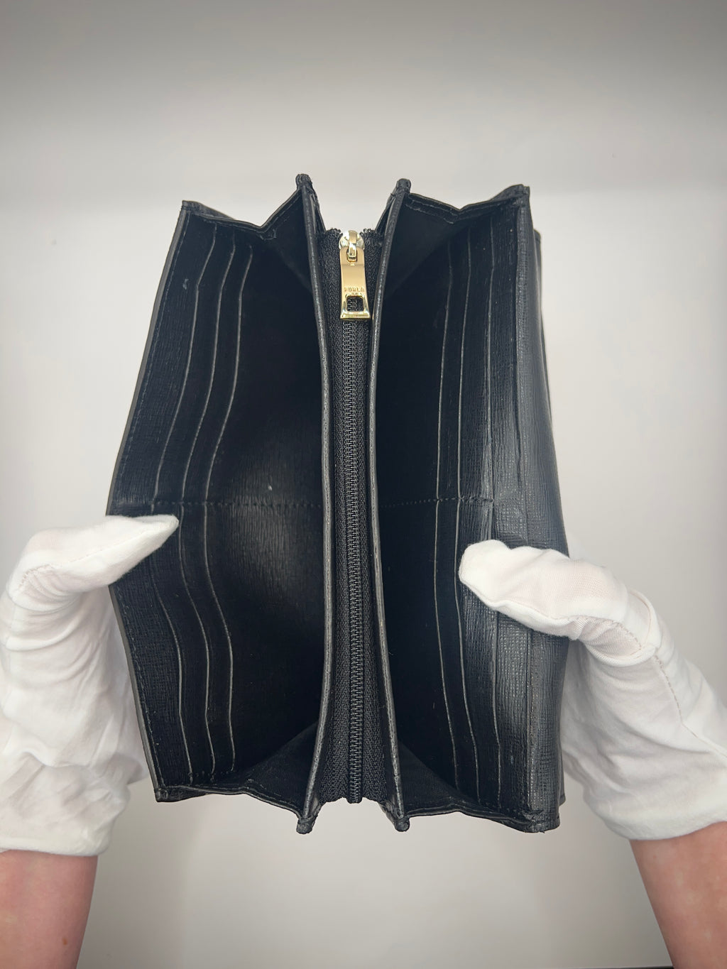 Furla Black Saffiano Leather Continental Wallet
