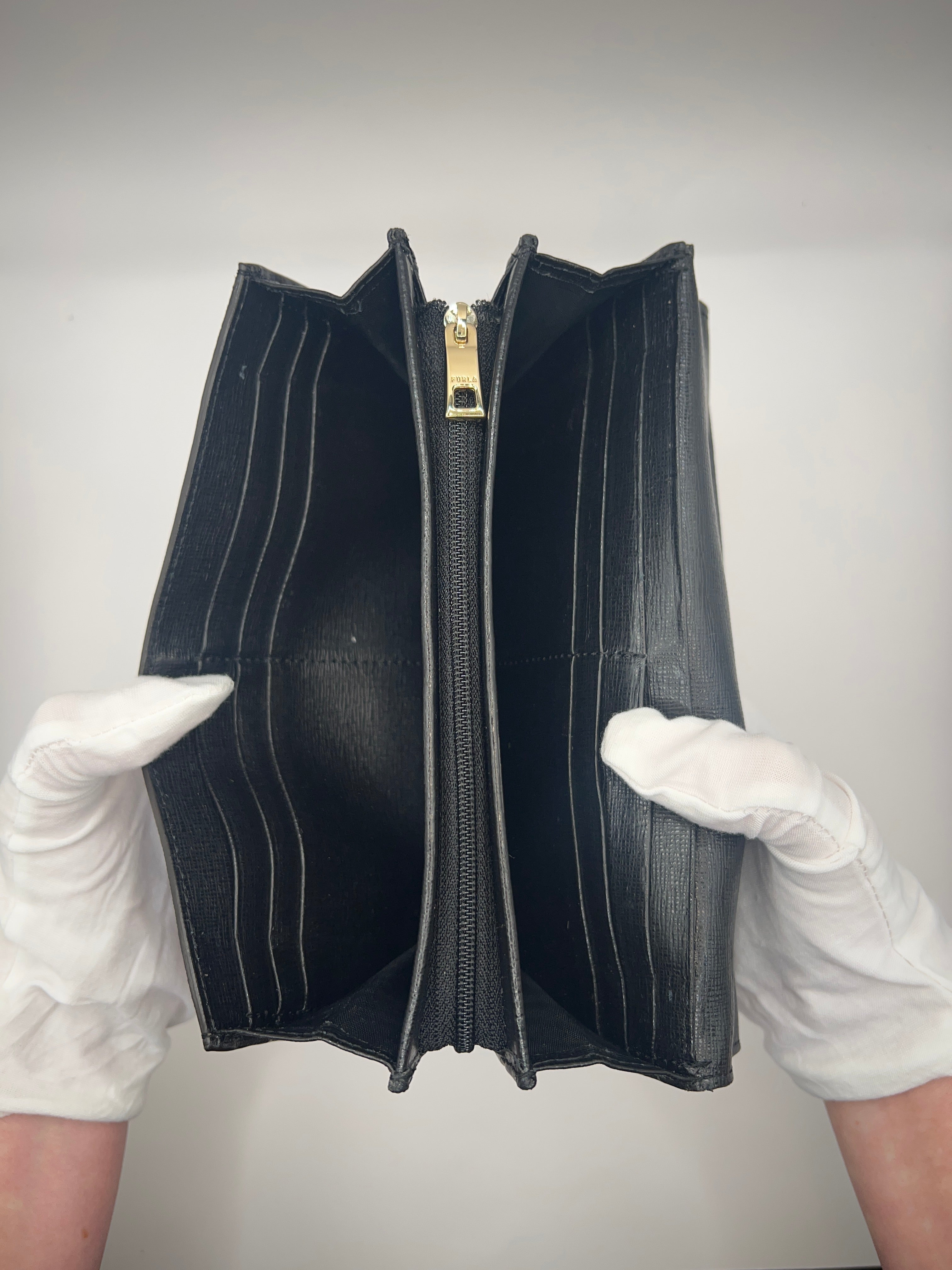 Furla Black Saffiano Leather Continental Wallet