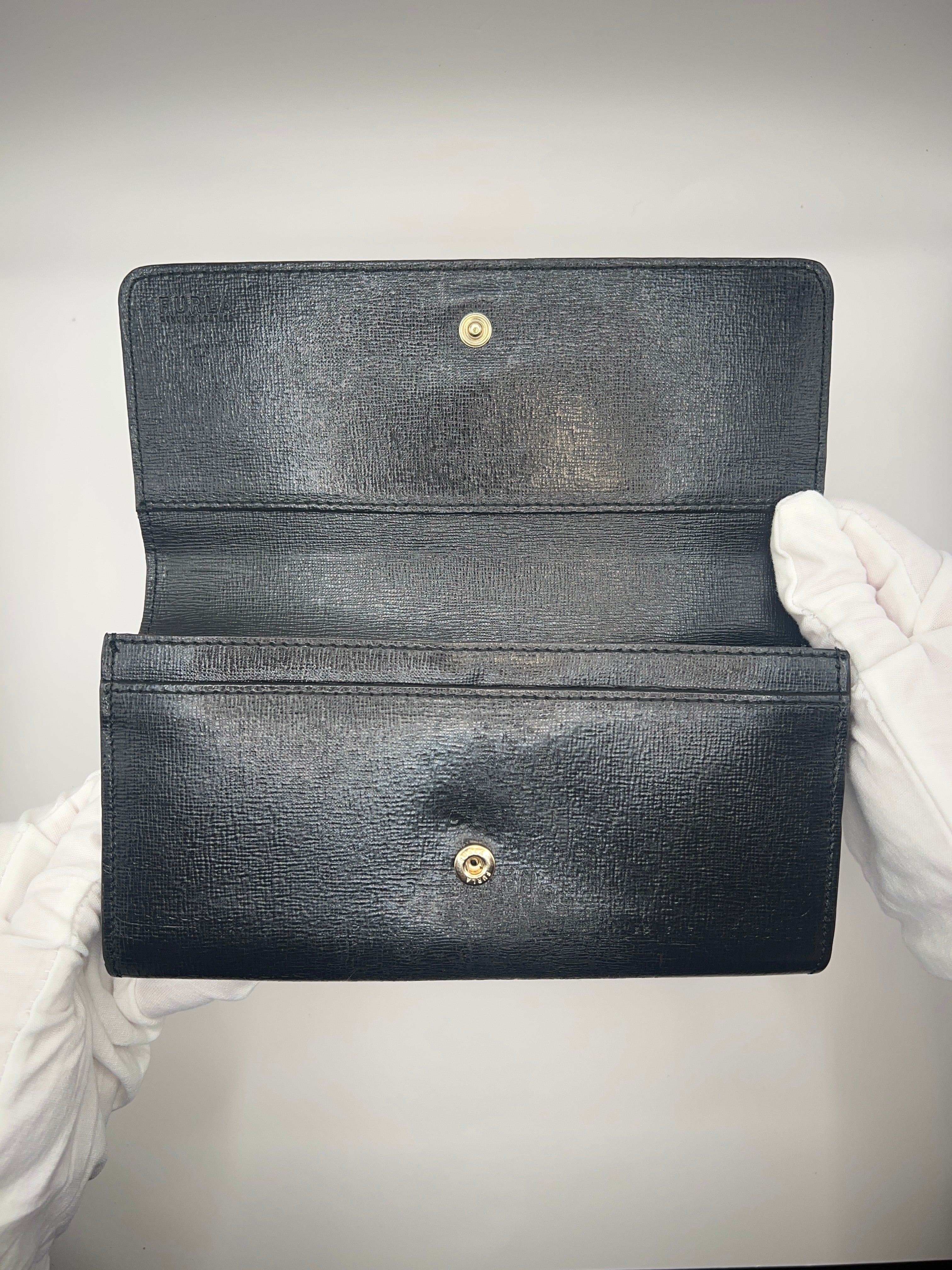Furla Black Saffiano Leather Continental Wallet