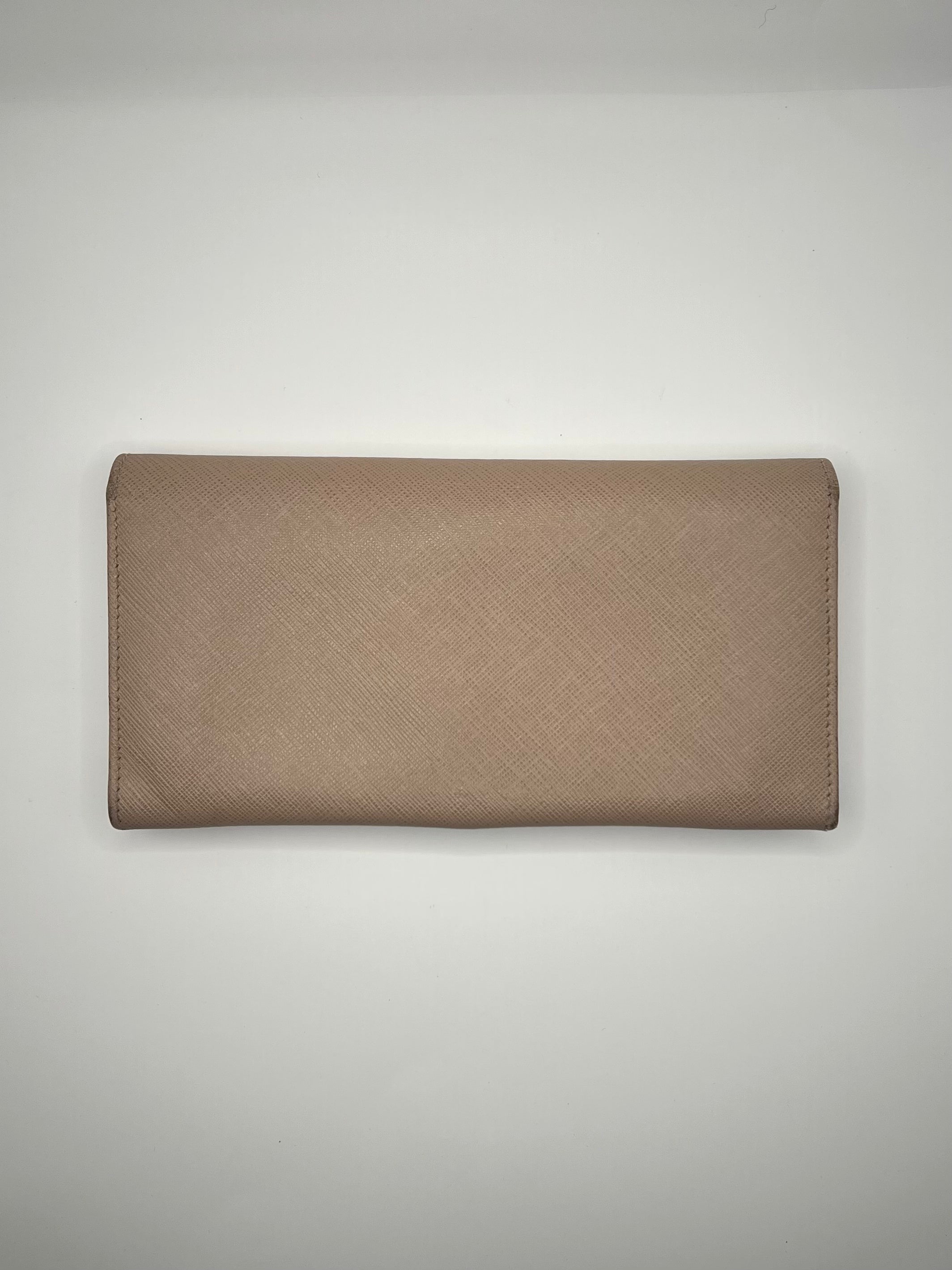Salvatore Ferragamo Beige Saffiano Leather Gancini Wallet