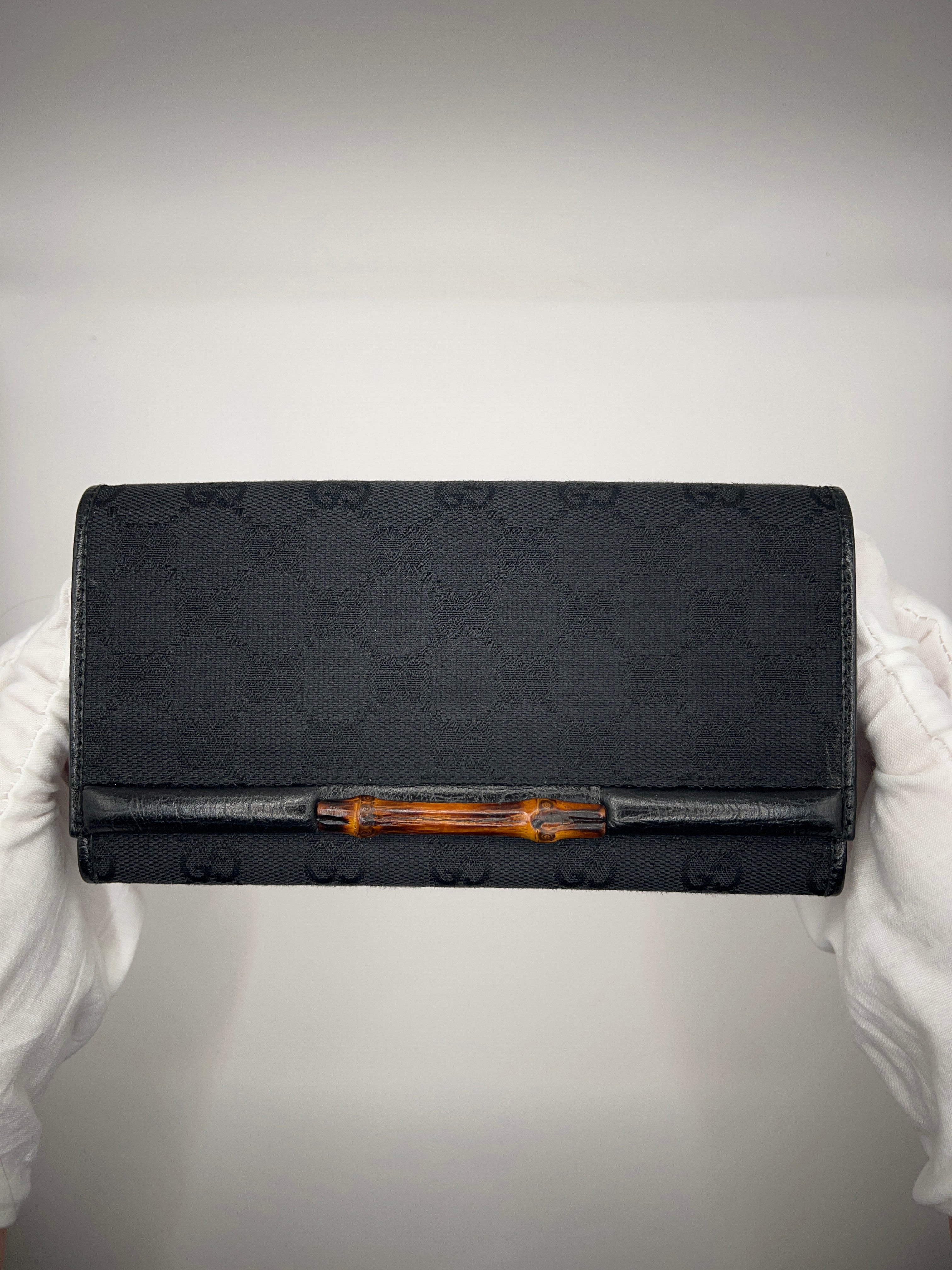 Gucci GG Canvas Bamboo Bar Wallet