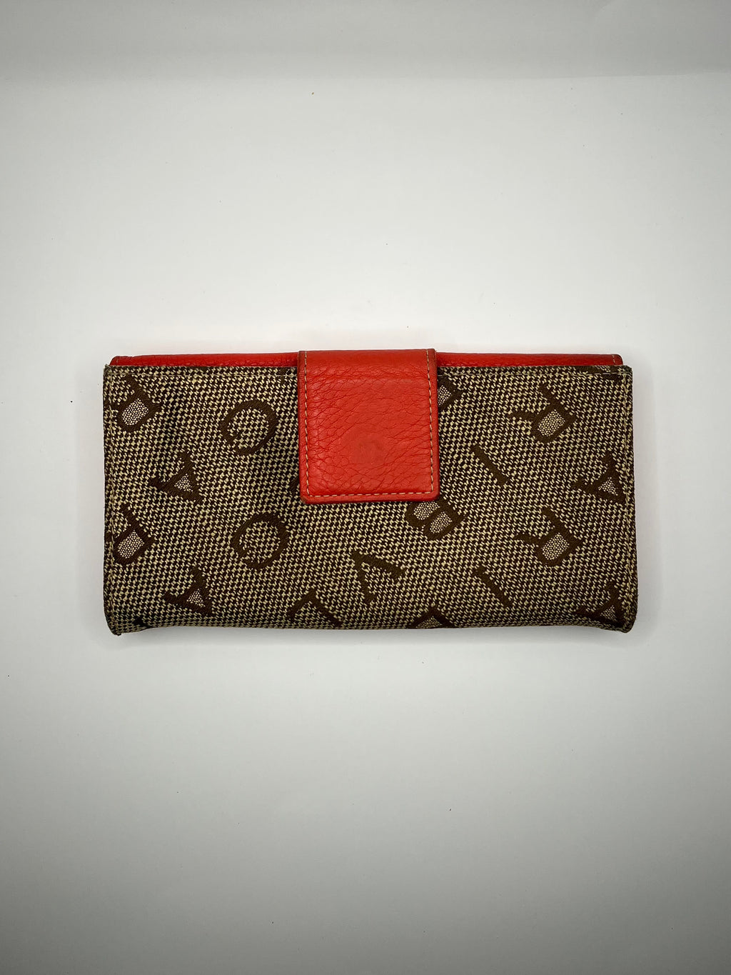 BVLGARI Logo Canvas & Red Leather Continental Wallet