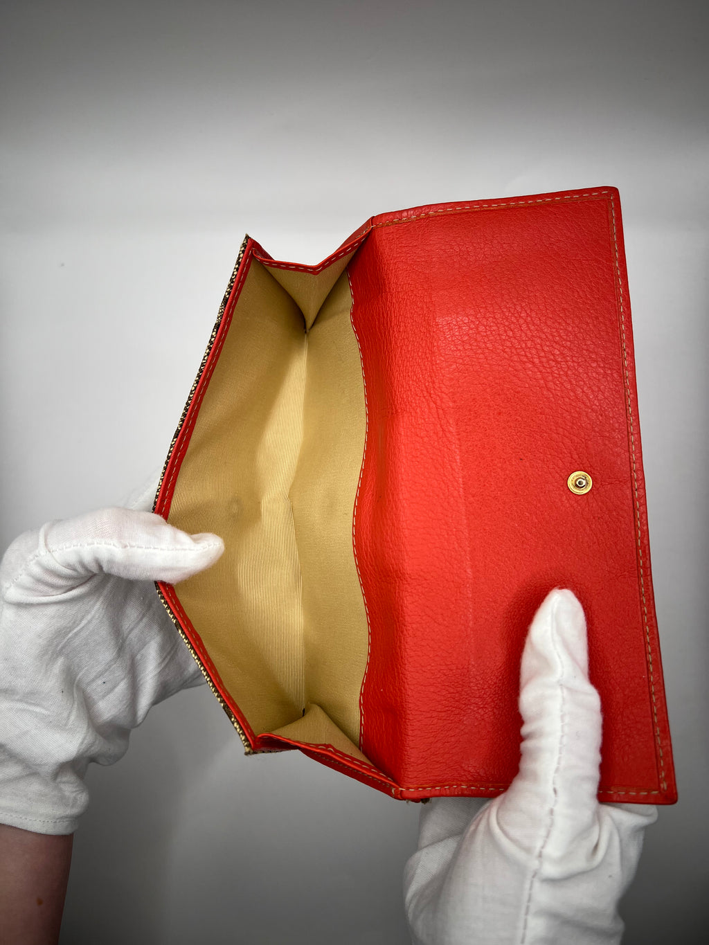 BVLGARI Logo Canvas & Red Leather Continental Wallet