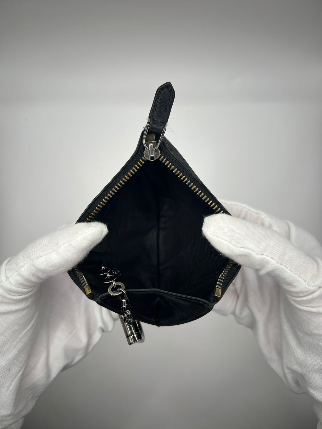 BVLGARI Black Textured Leather Key Pouch