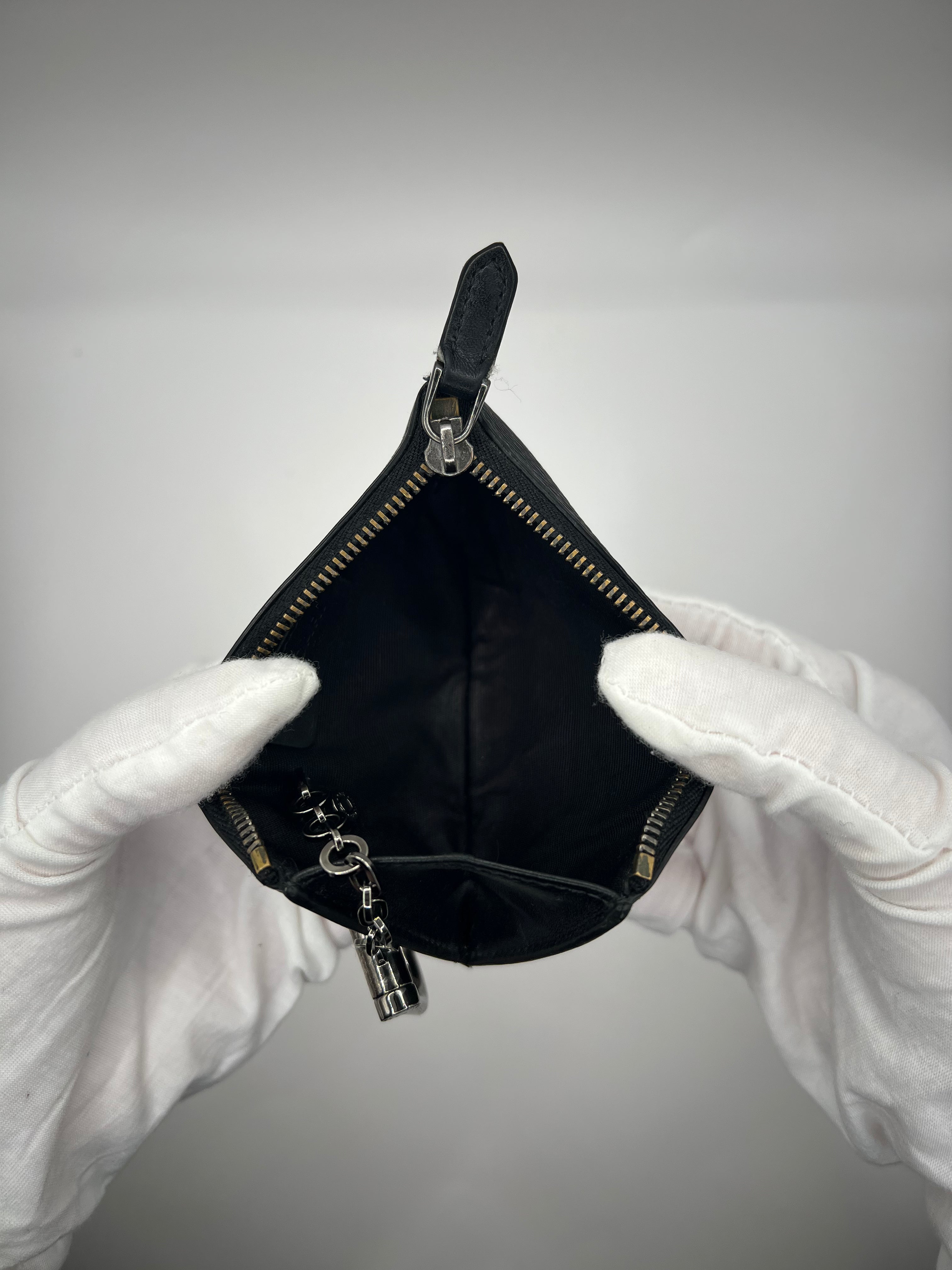 BVLGARI Black Textured Leather Key Pouch