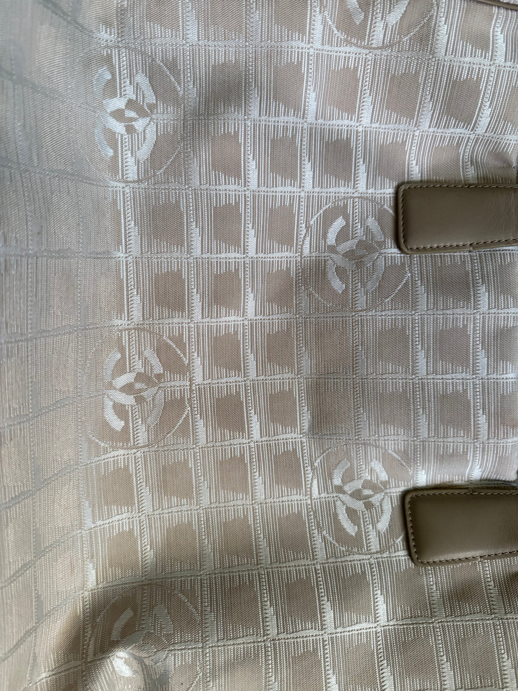 Chanel Travel Line Tote Bag – Beige Nylon Jacquard with Leather Trim