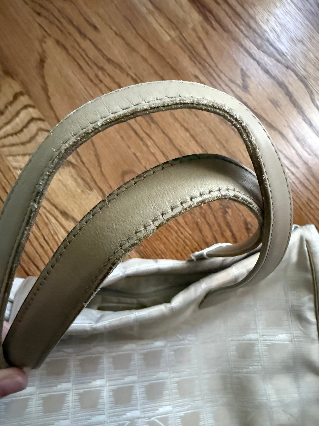 Chanel Travel Line Tote Bag – Beige Nylon Jacquard with Leather Trim