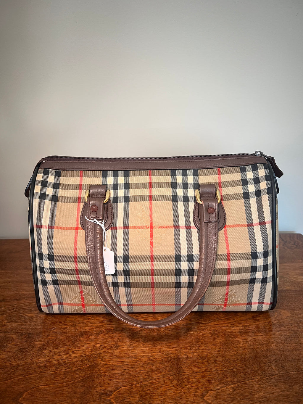 Vintage Burberrys Beige House Check Boston Bag