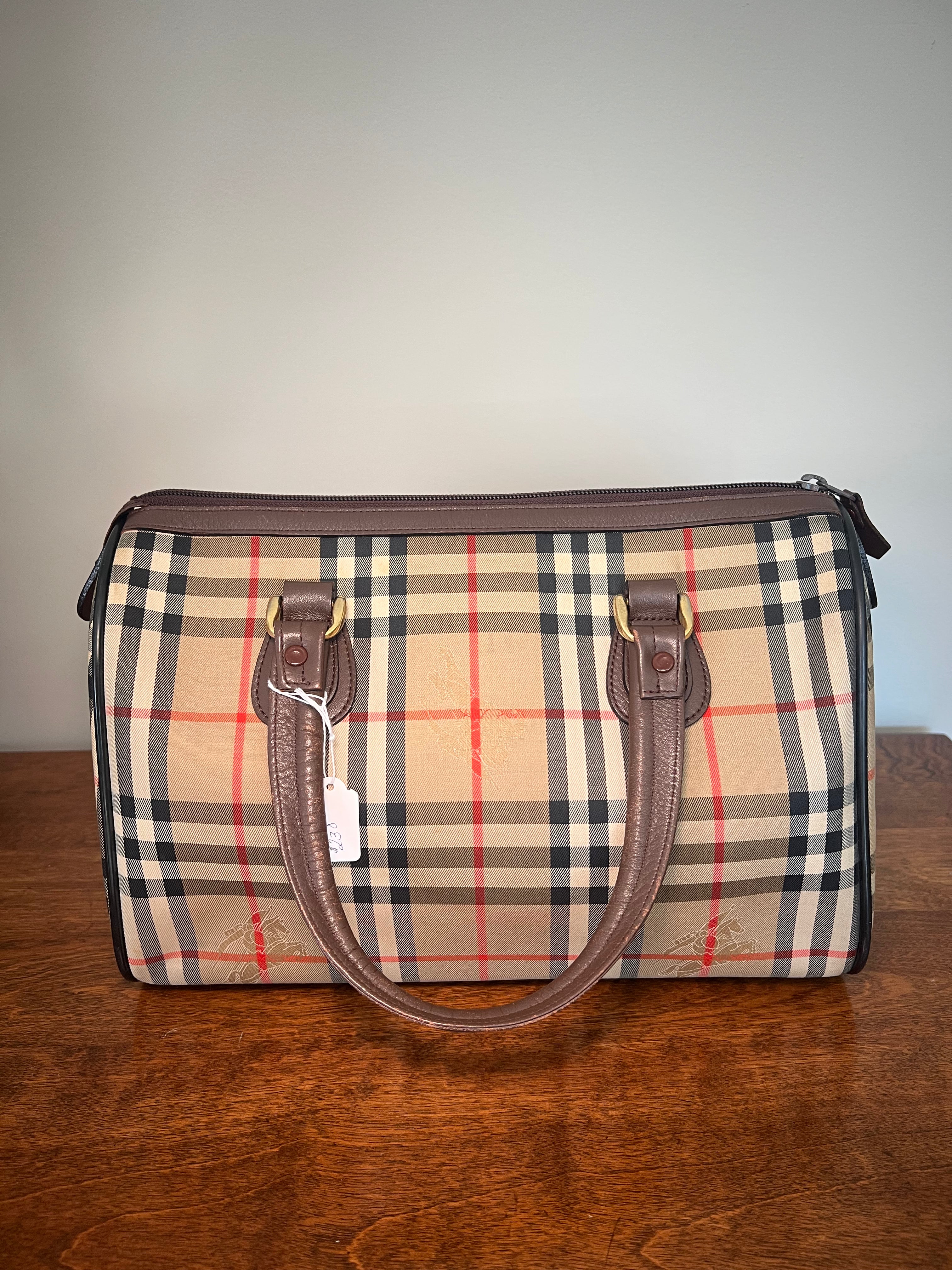 Vintage Burberrys Beige House Check Boston Bag