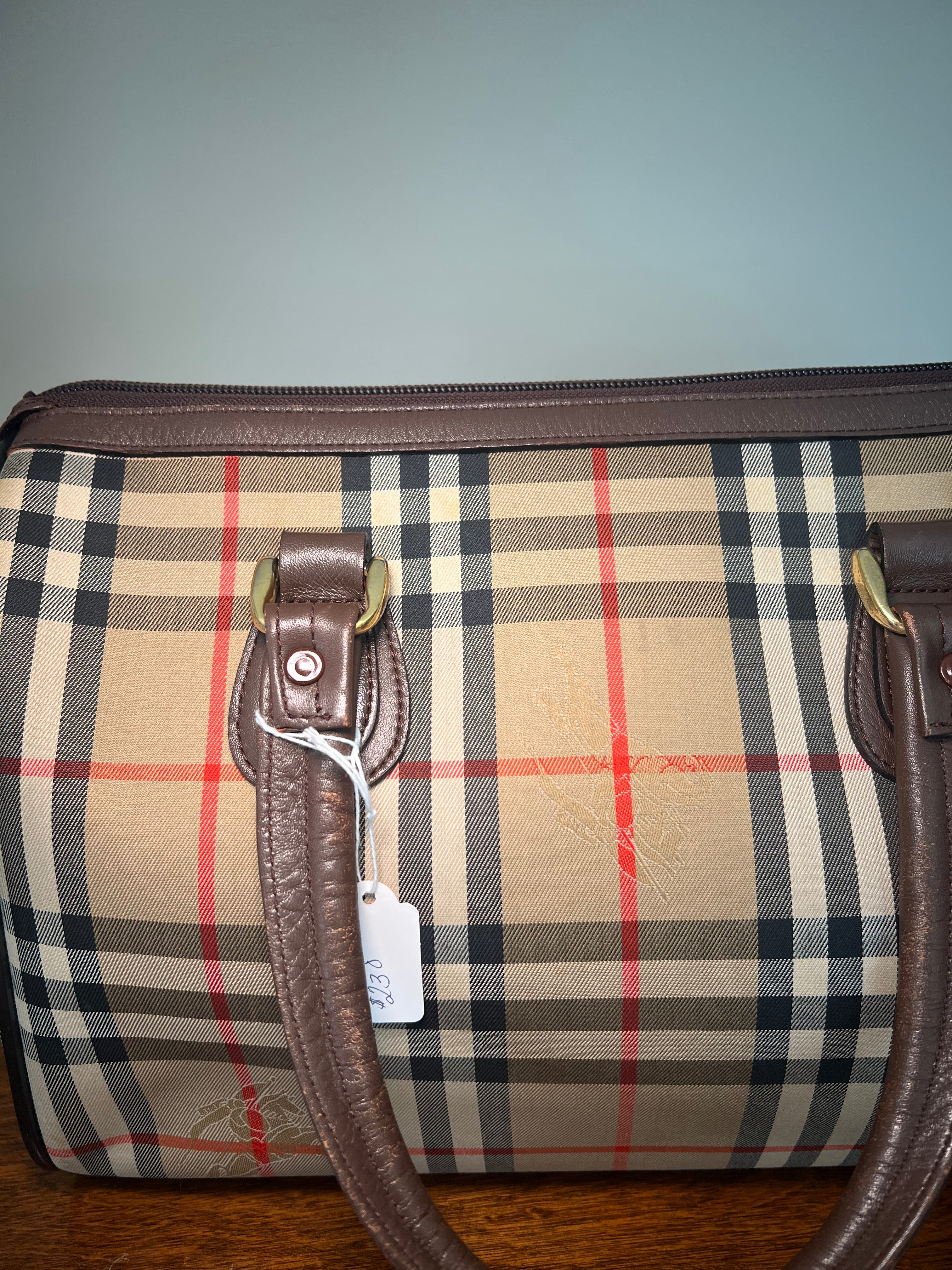 Vintage Burberrys Beige House Check Boston Bag