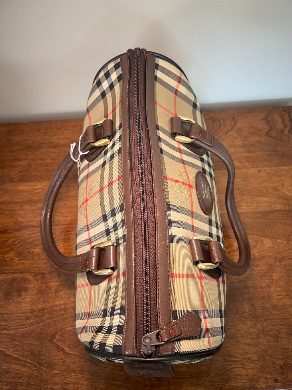 Vintage Burberrys Beige House Check Boston Bag